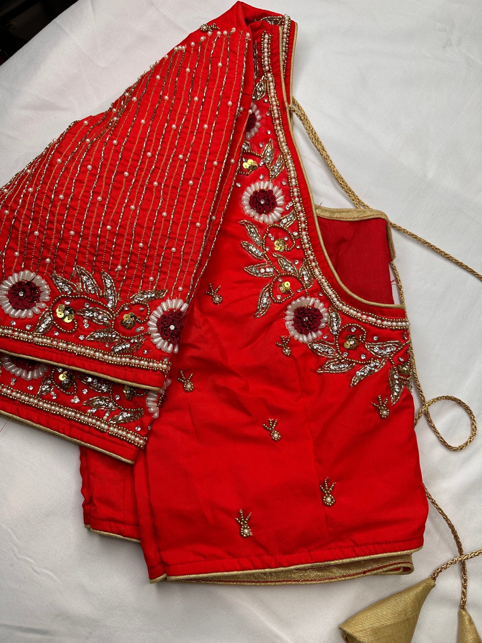 Red Maggam work blouse