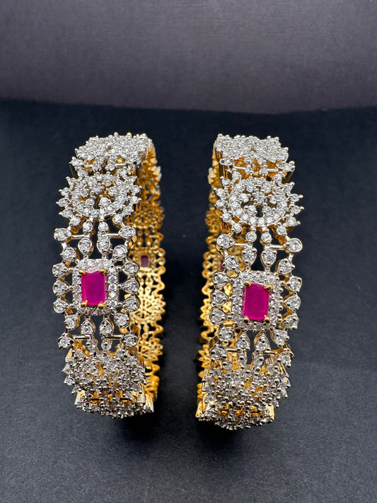 American Diamond Ruby Bangles