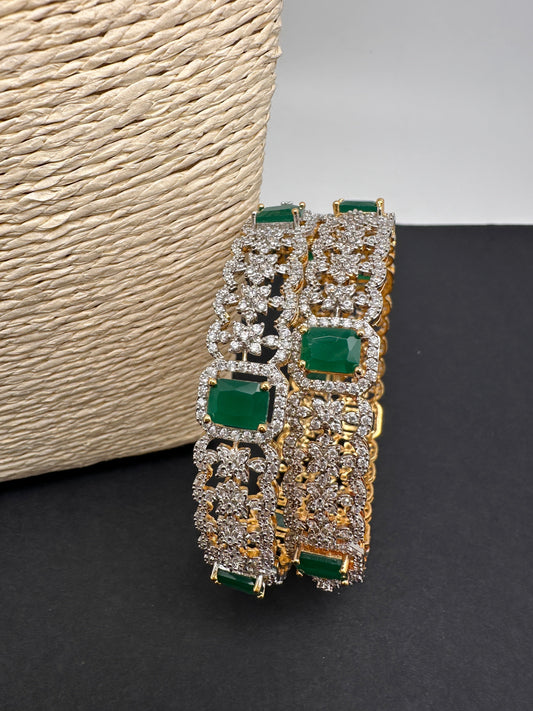 American Diamond Emerald Bangles