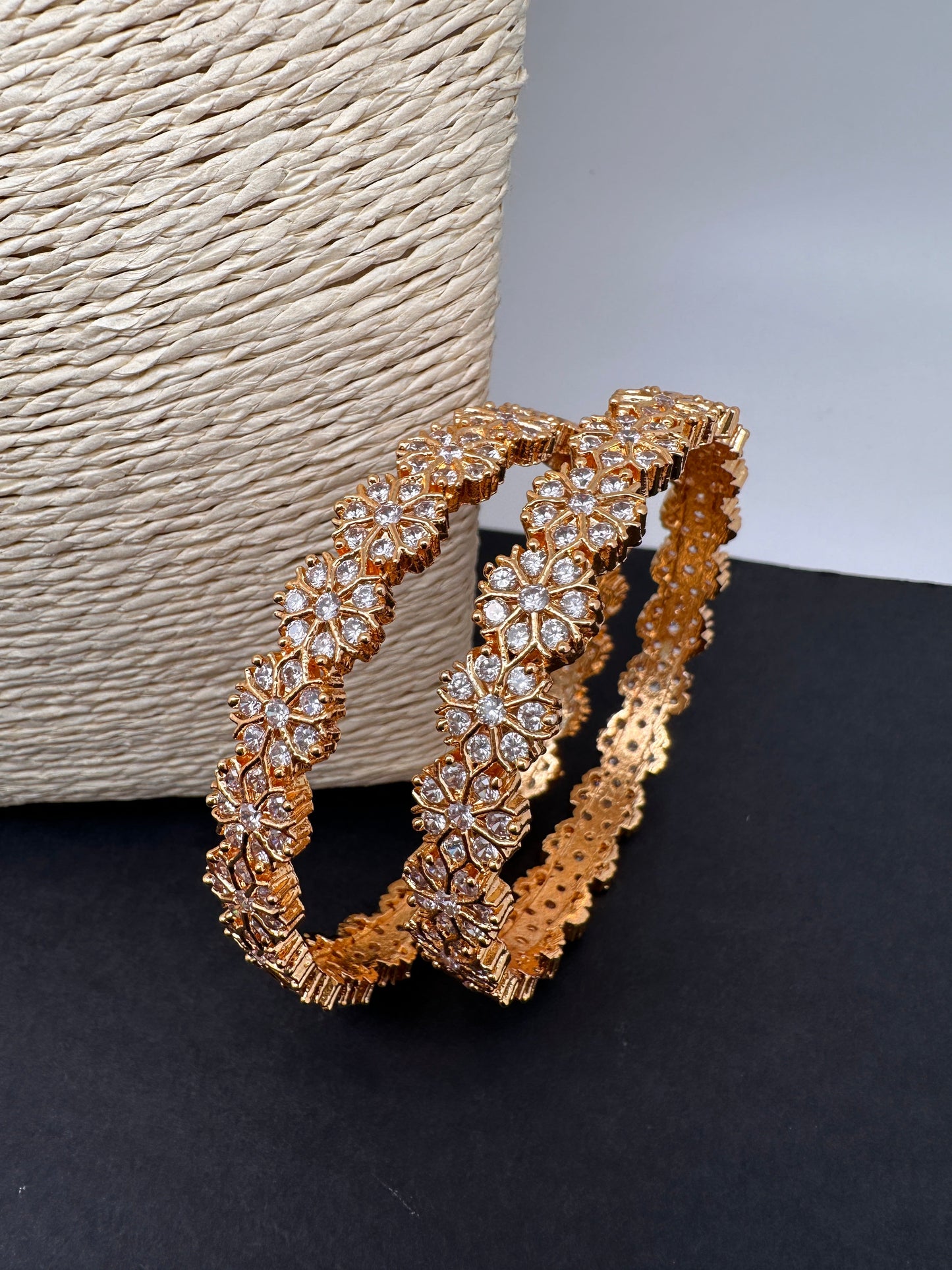 CZ Golden Floral Bangles