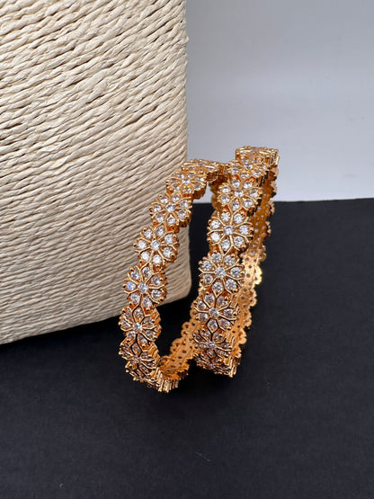 CZ Golden Floral Bangles