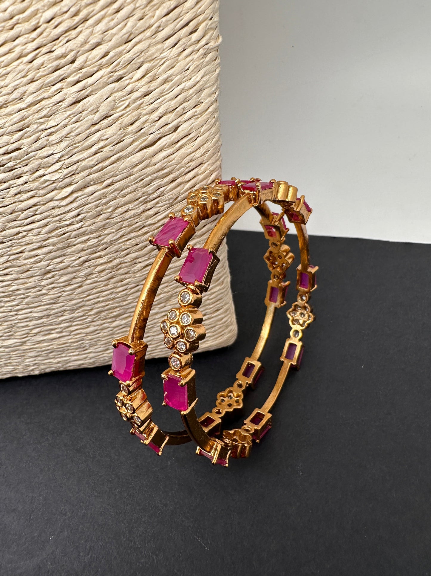 Matte Red Stone Bangles