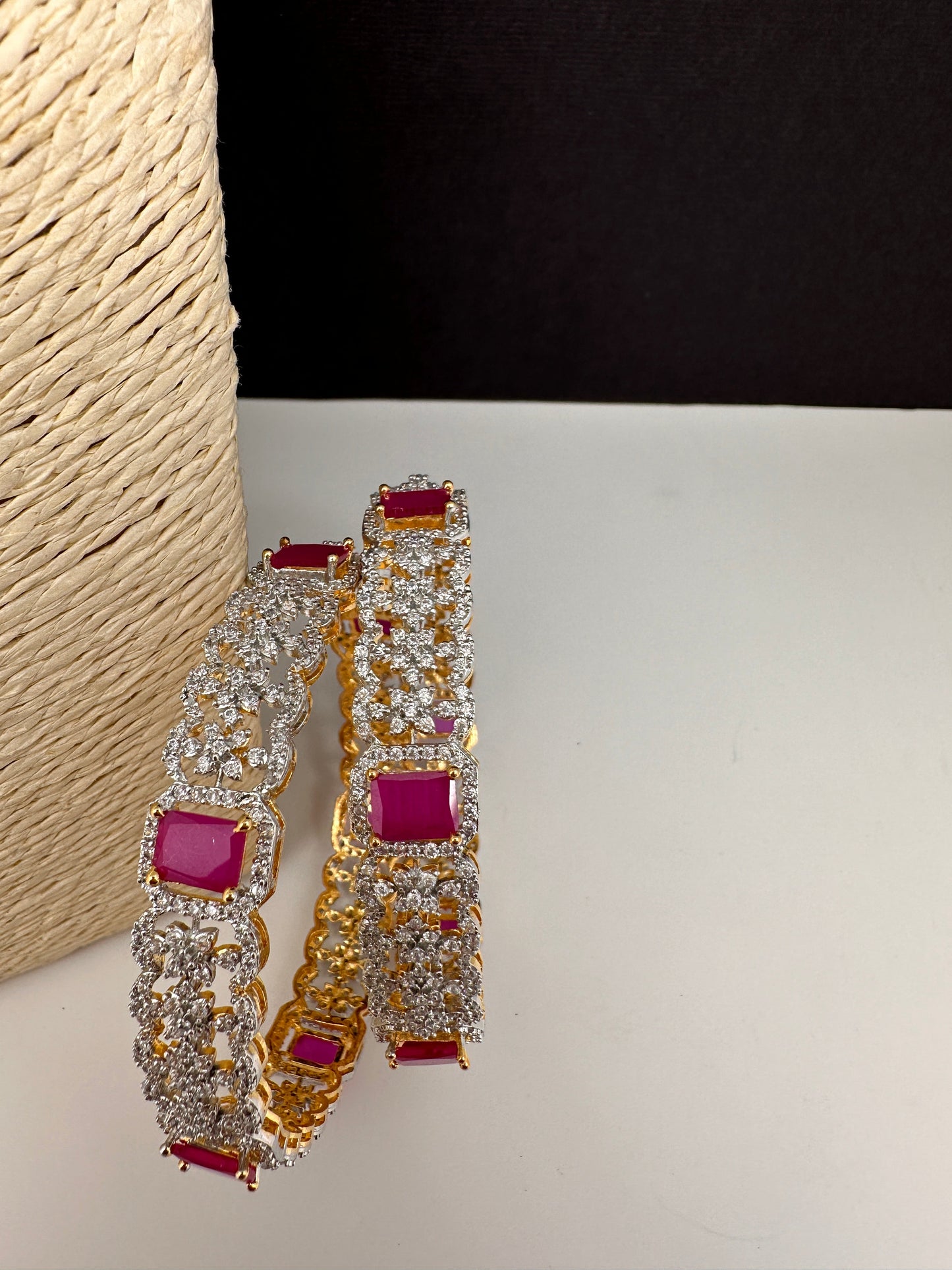 American Diamond Ruby Bangles