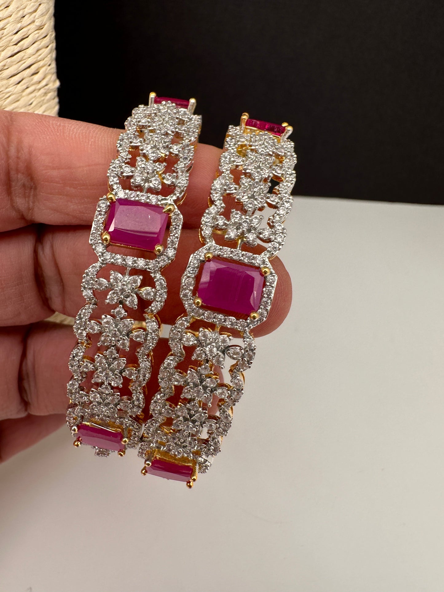 American Diamond Ruby Bangles