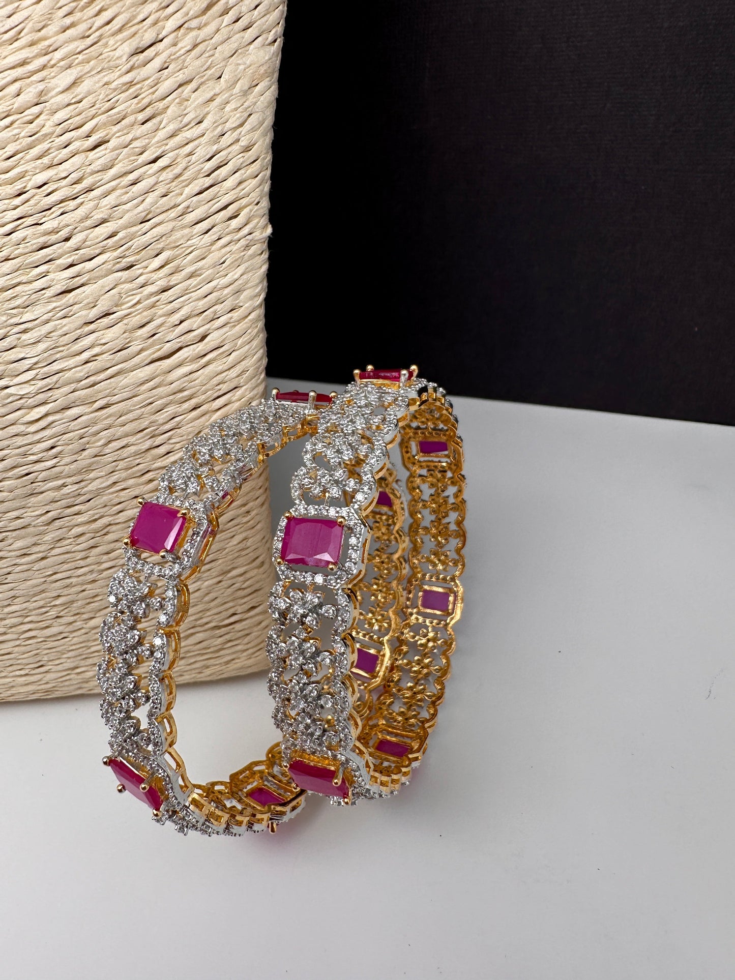 American Diamond Ruby Bangles