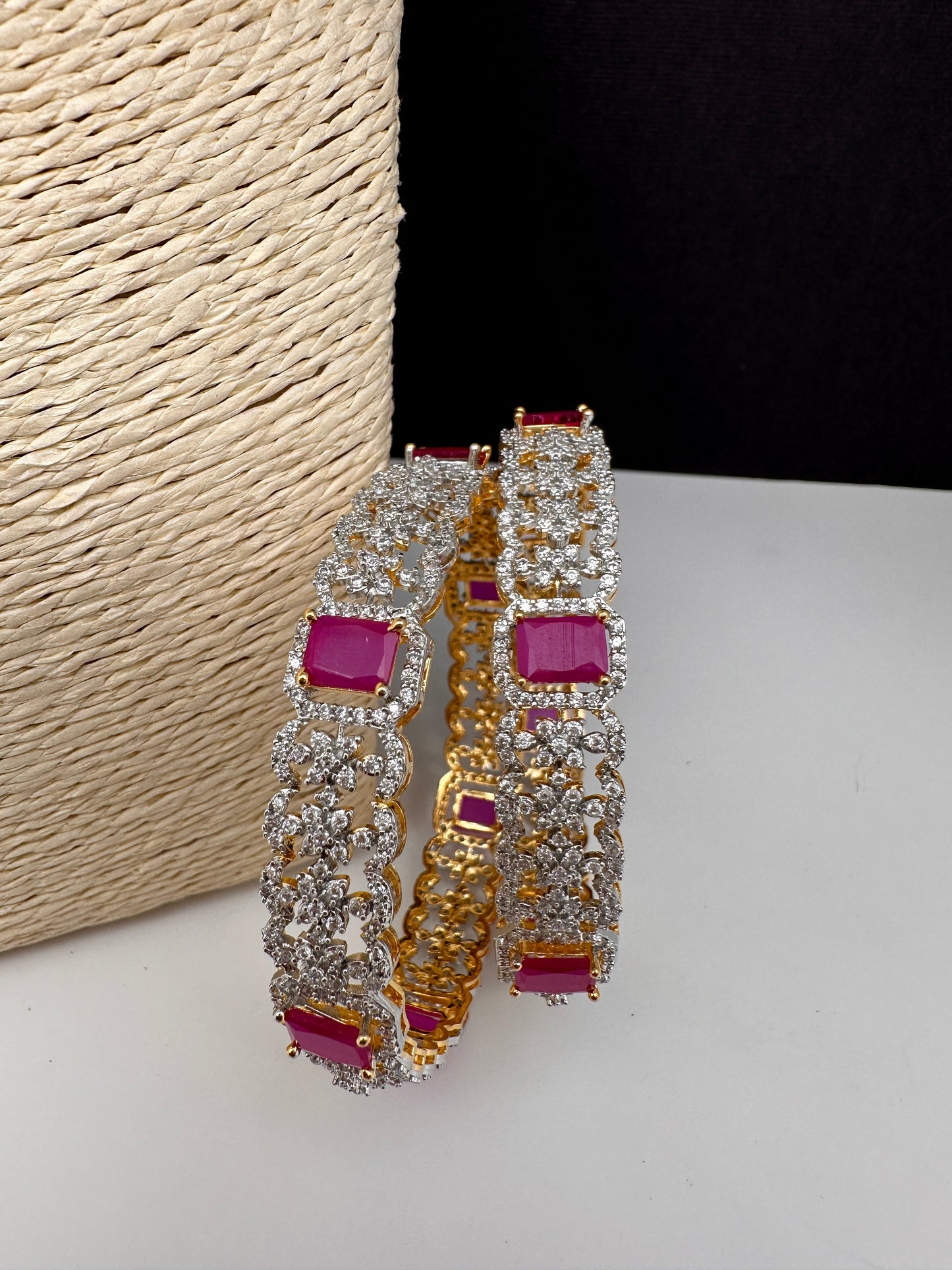 American Diamond Ruby Bangles