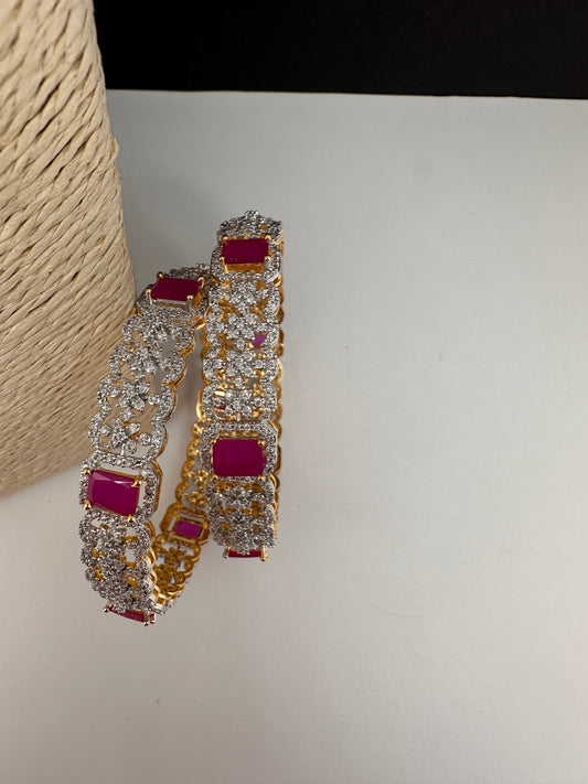 American Diamond Ruby Bangles