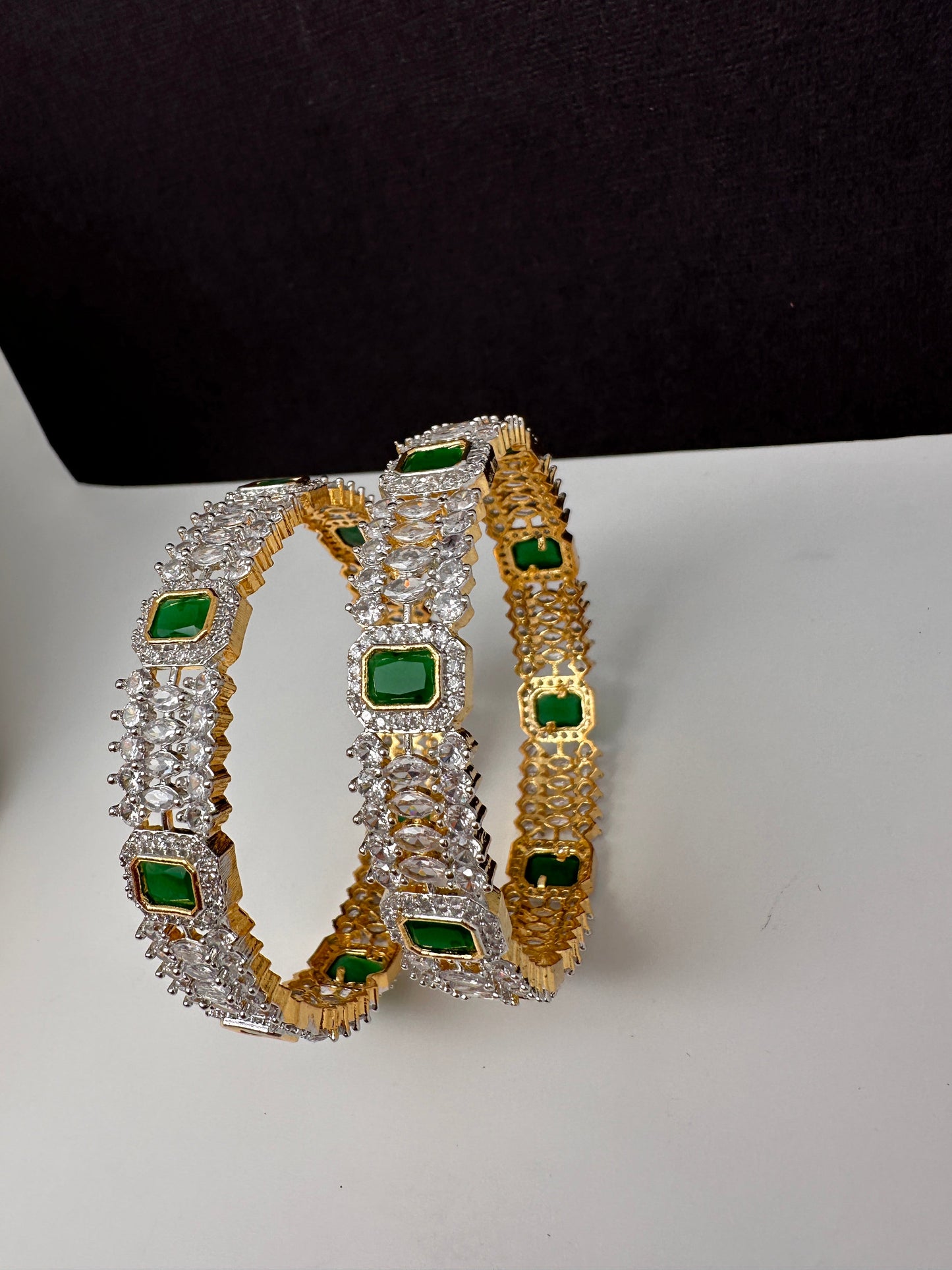 American Diamond Emerald Bangles