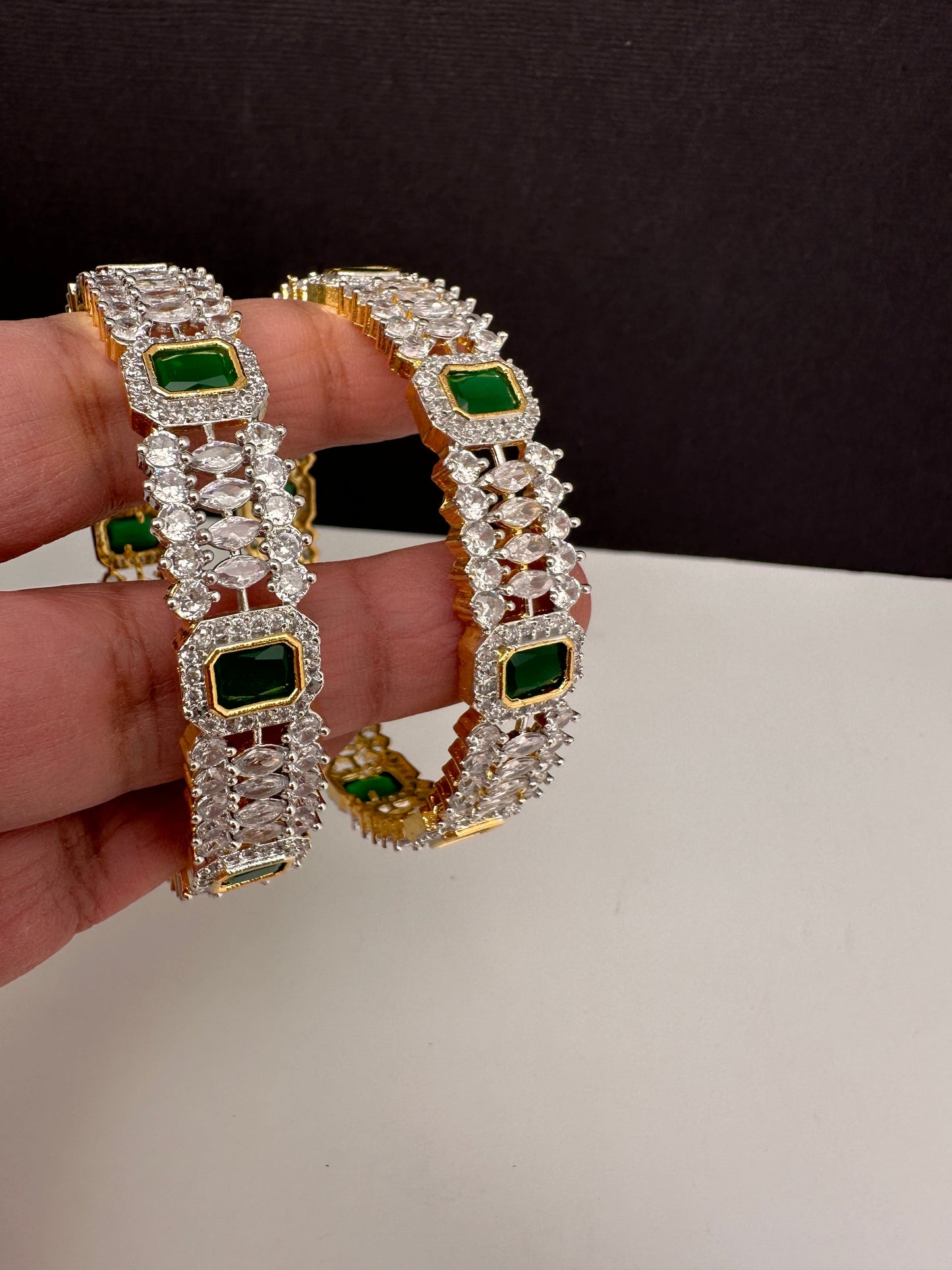 American Diamond Emerald Bangles