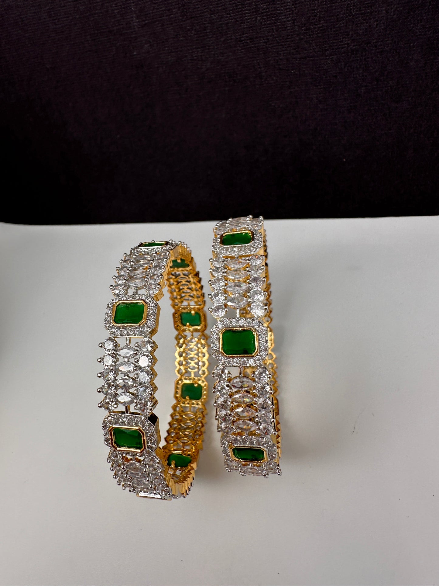 American Diamond Emerald Bangles