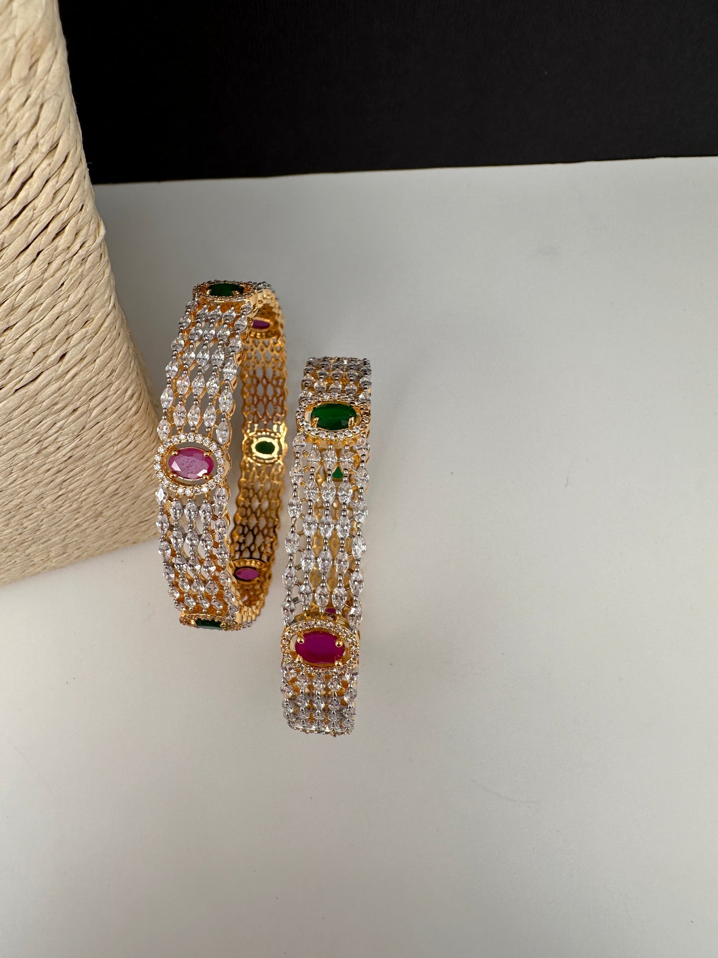 American Diamond Ruby Emerald Bangles