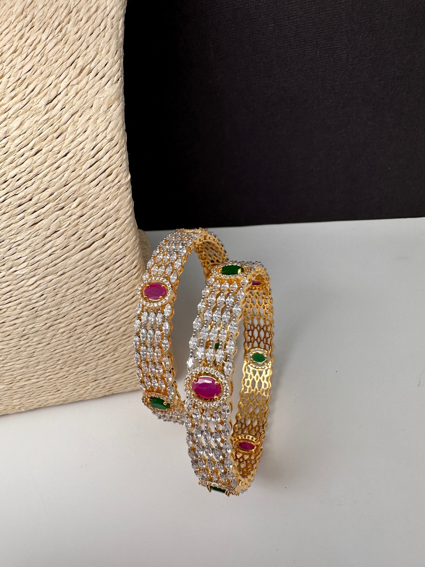 American Diamond Ruby Emerald Bangles