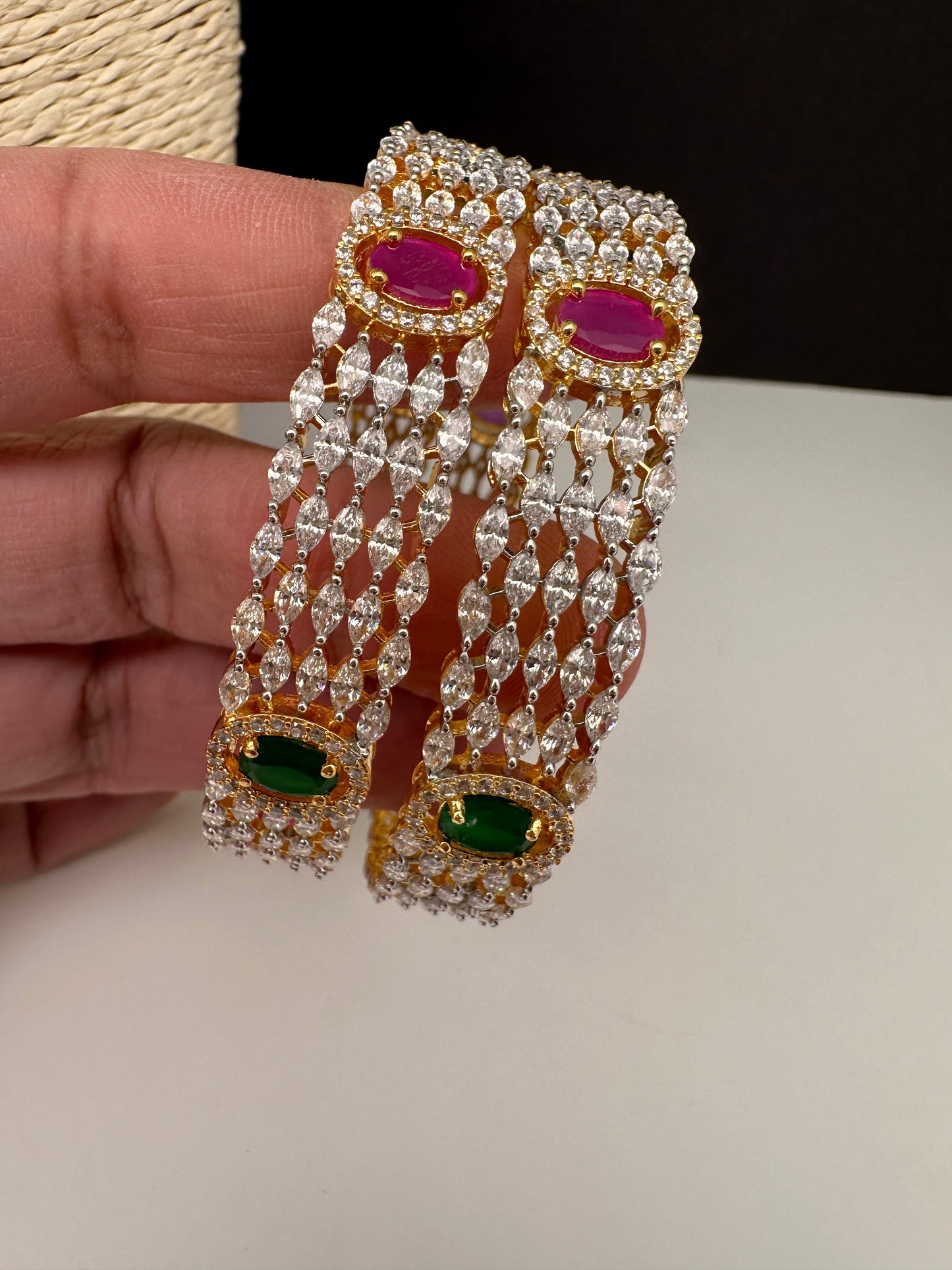 American Diamond Ruby Emerald Bangles