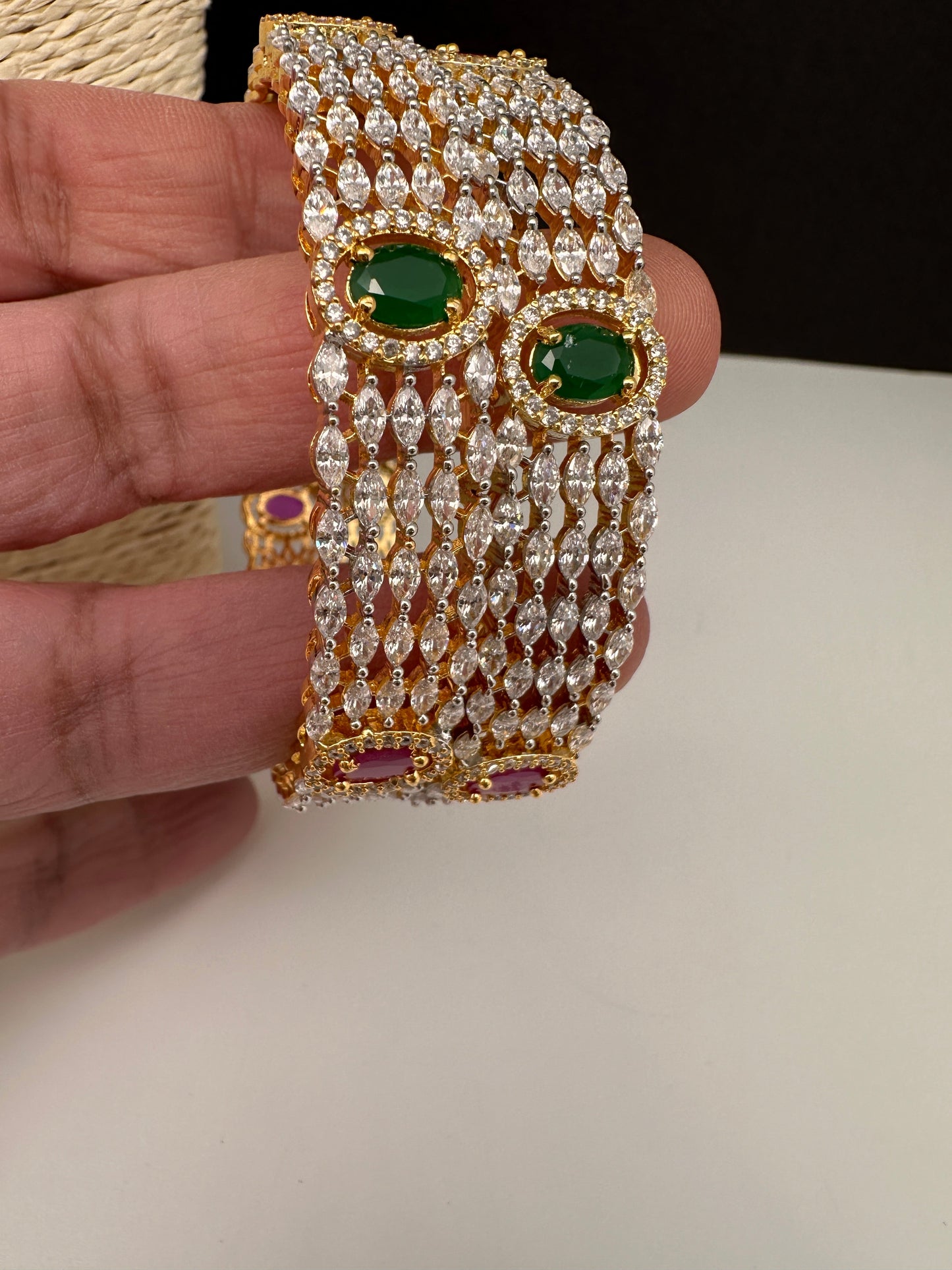 American Diamond Ruby Emerald Bangles