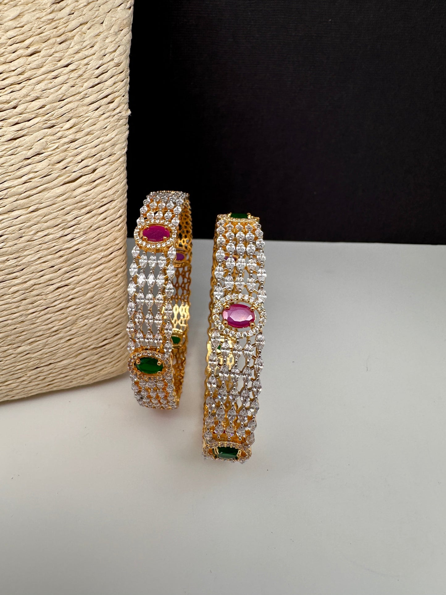 American Diamond Ruby Emerald Bangles