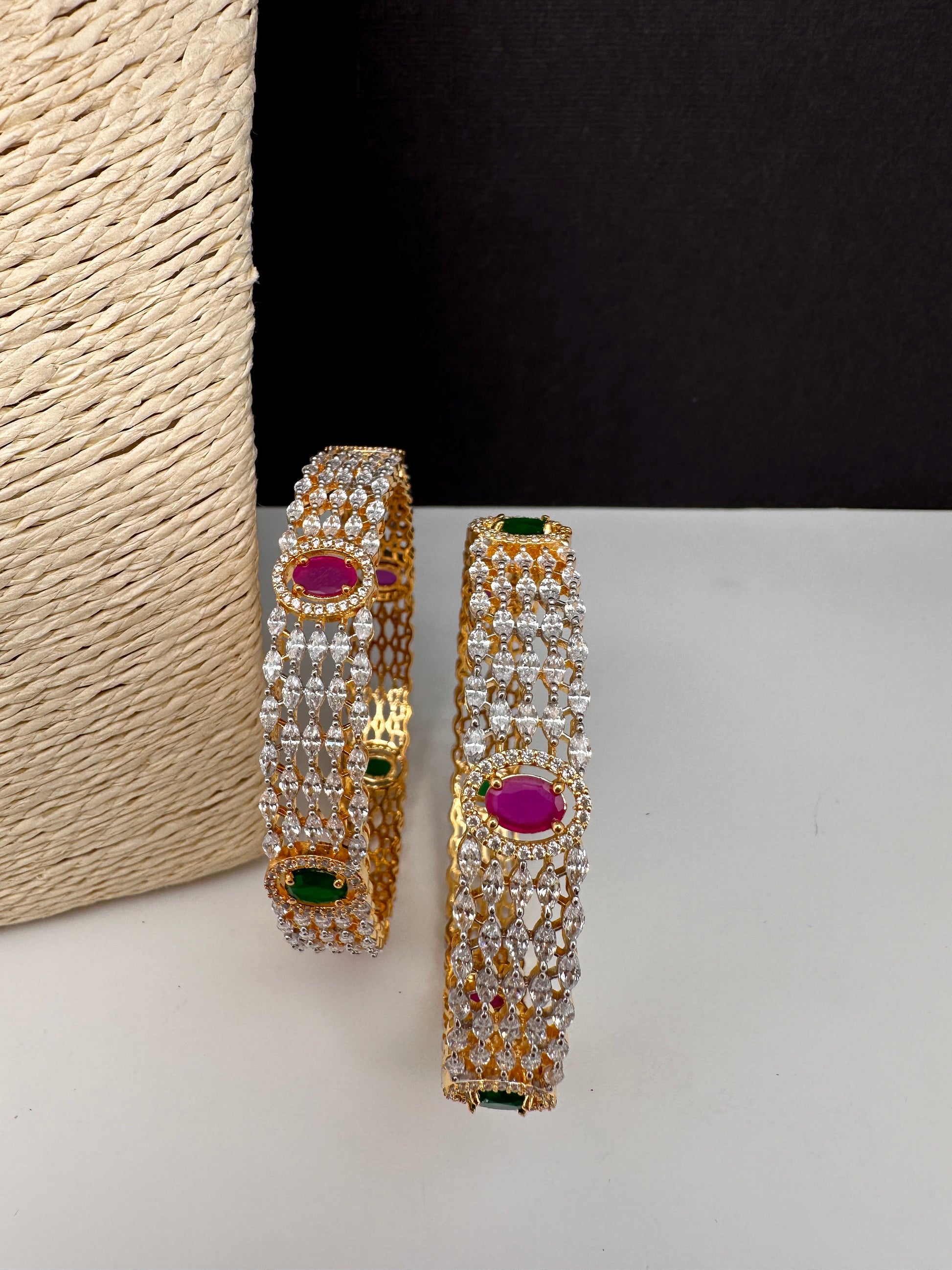 American Diamond Ruby Emerald Bangles