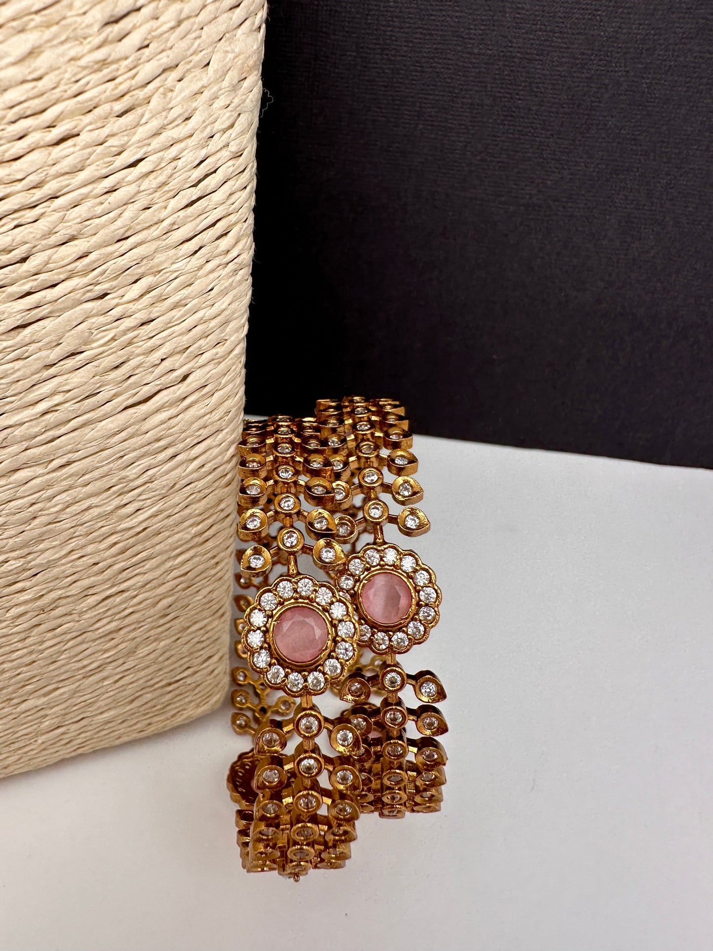 Matte CZ Pink Bangles