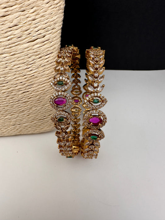 Matte CZ Multi Color Victorian Bangles