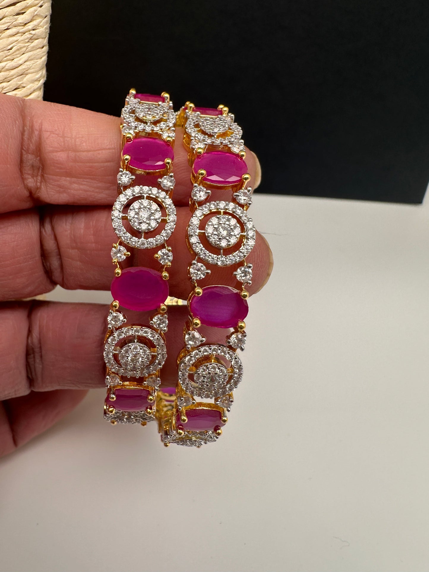 American Diamond Ruby Red Bangles