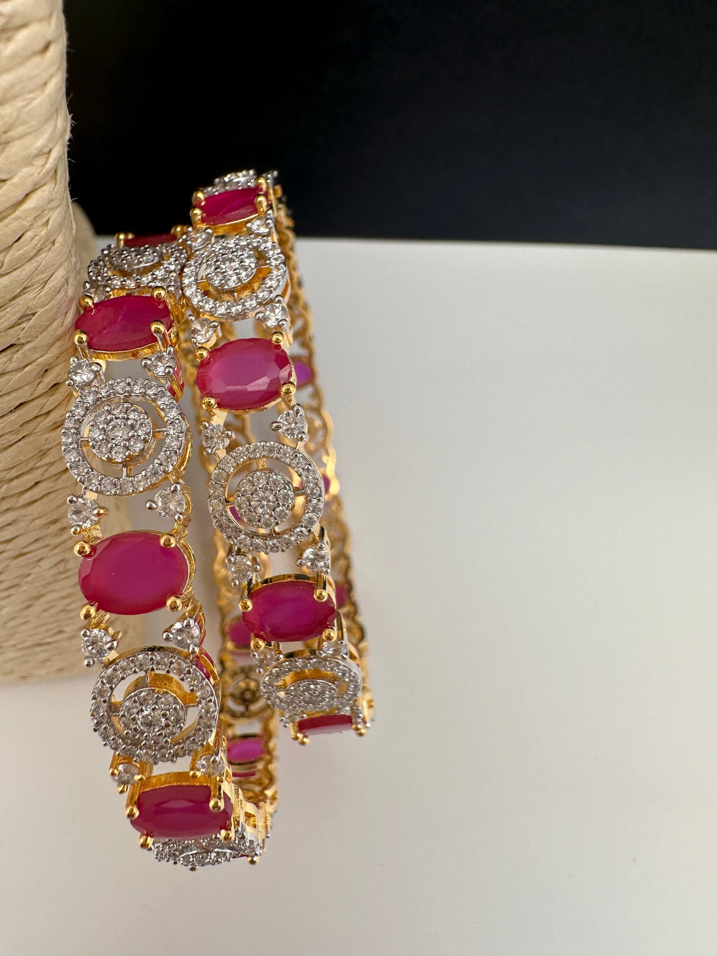 American Diamond Ruby Red Bangles