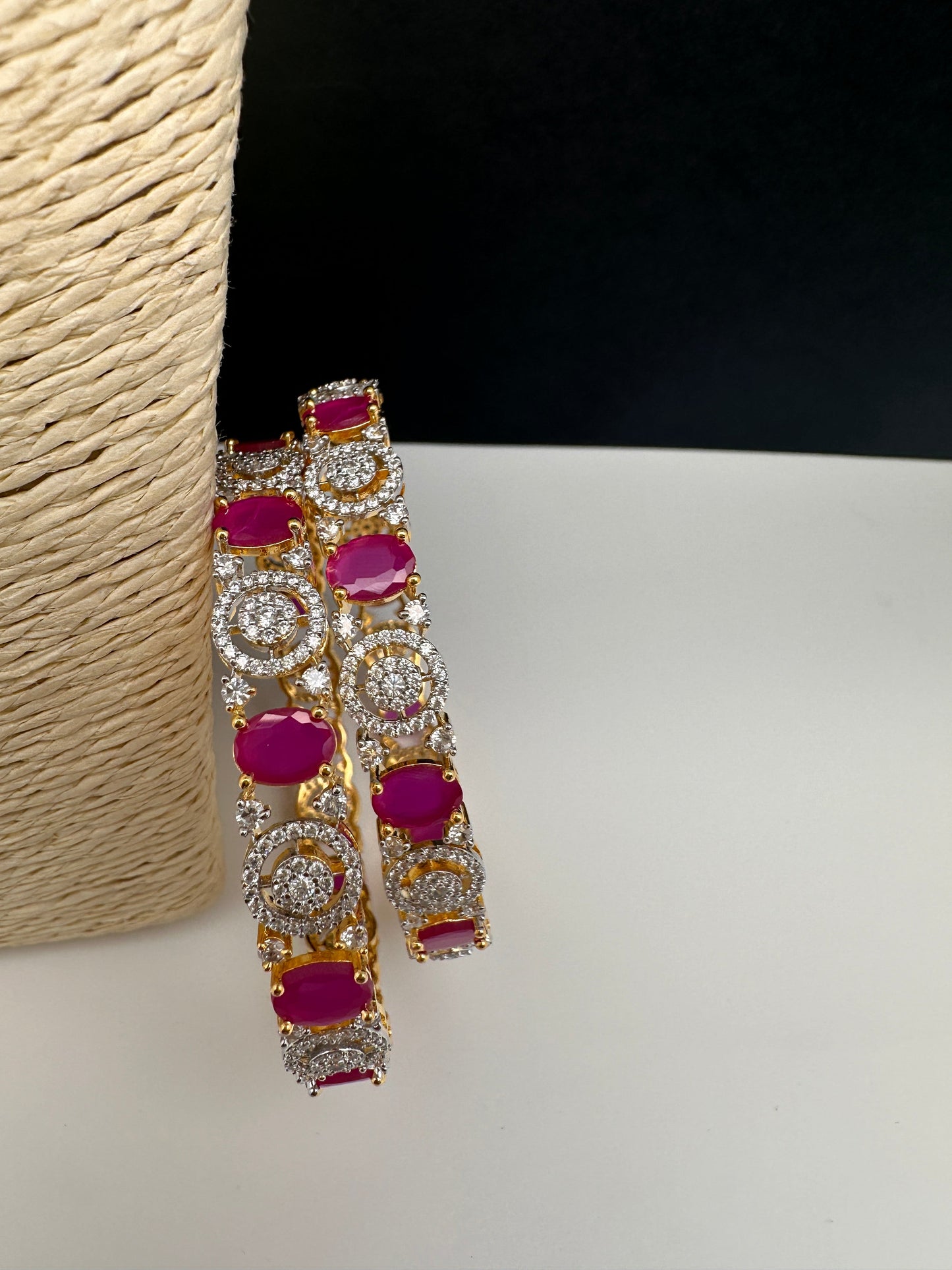 American Diamond Ruby Red Bangles