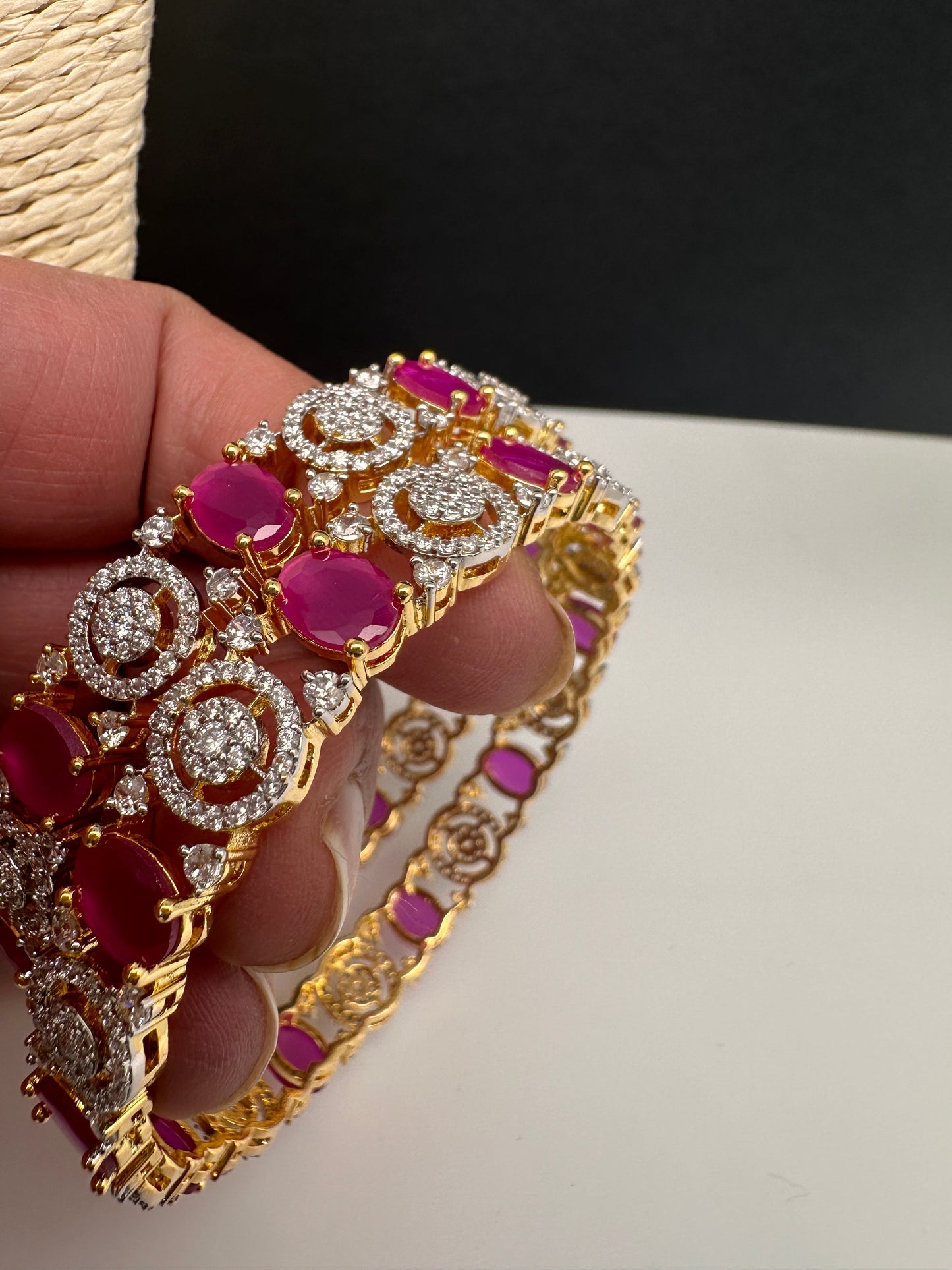 American Diamond Ruby Red Bangles