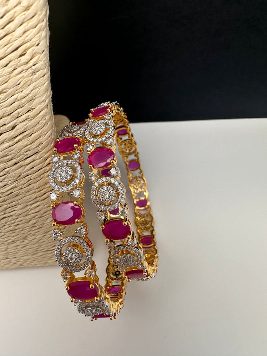 American Diamond Ruby Red Bangles