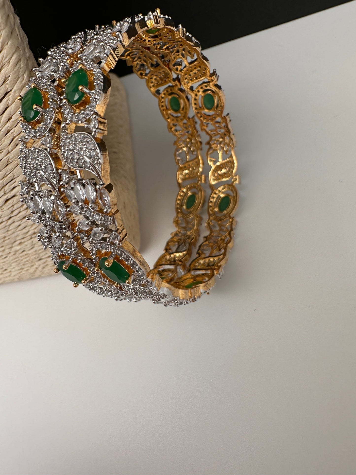 American Diamond Emerald Green Bangles