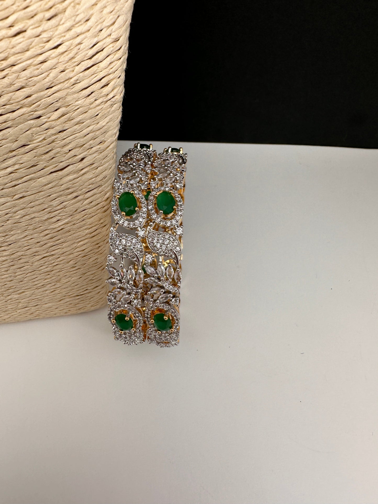 American Diamond Emerald Green Bangles