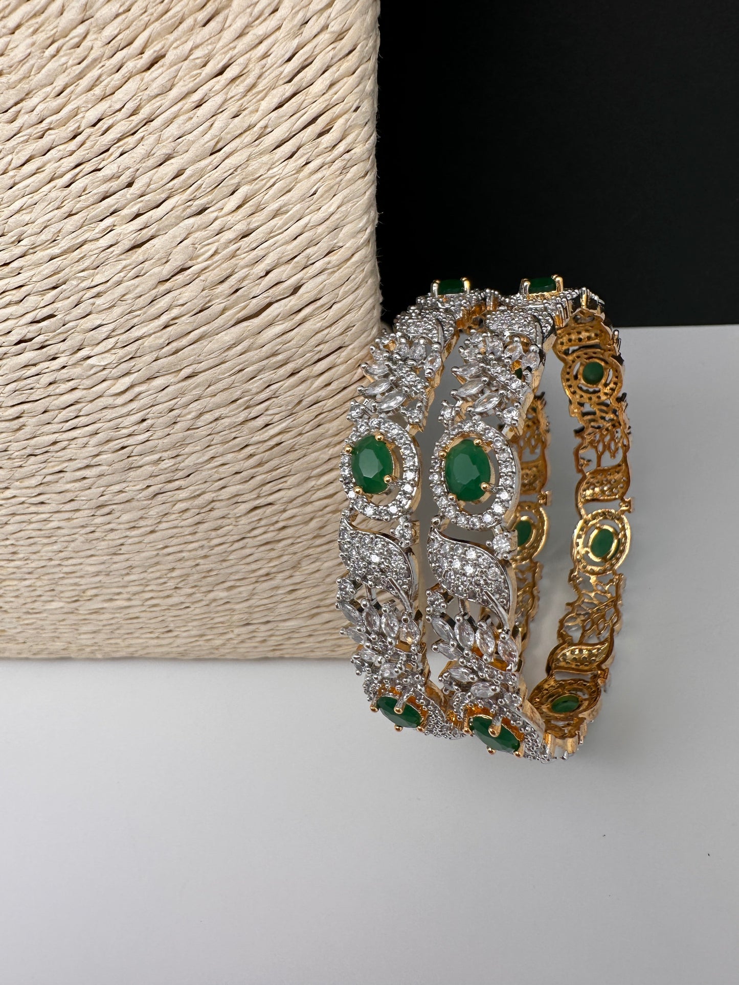 American Diamond Emerald Green Bangles