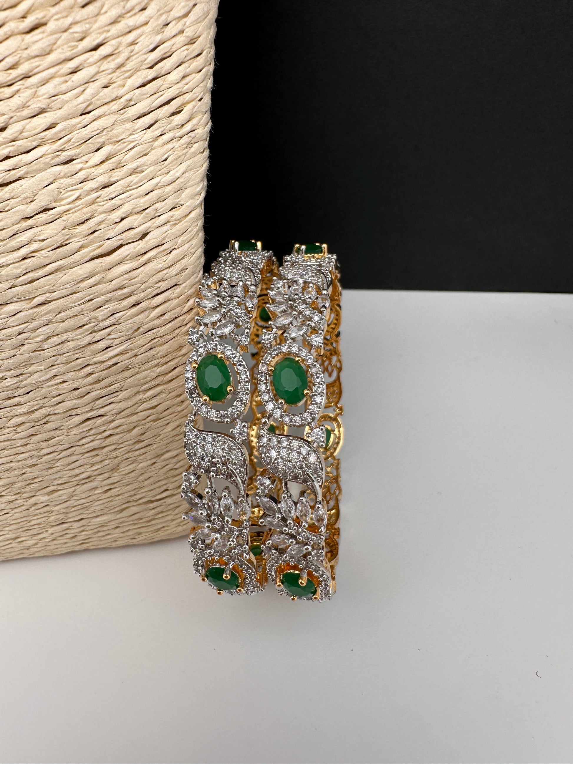 American Diamond Emerald Green Bangles