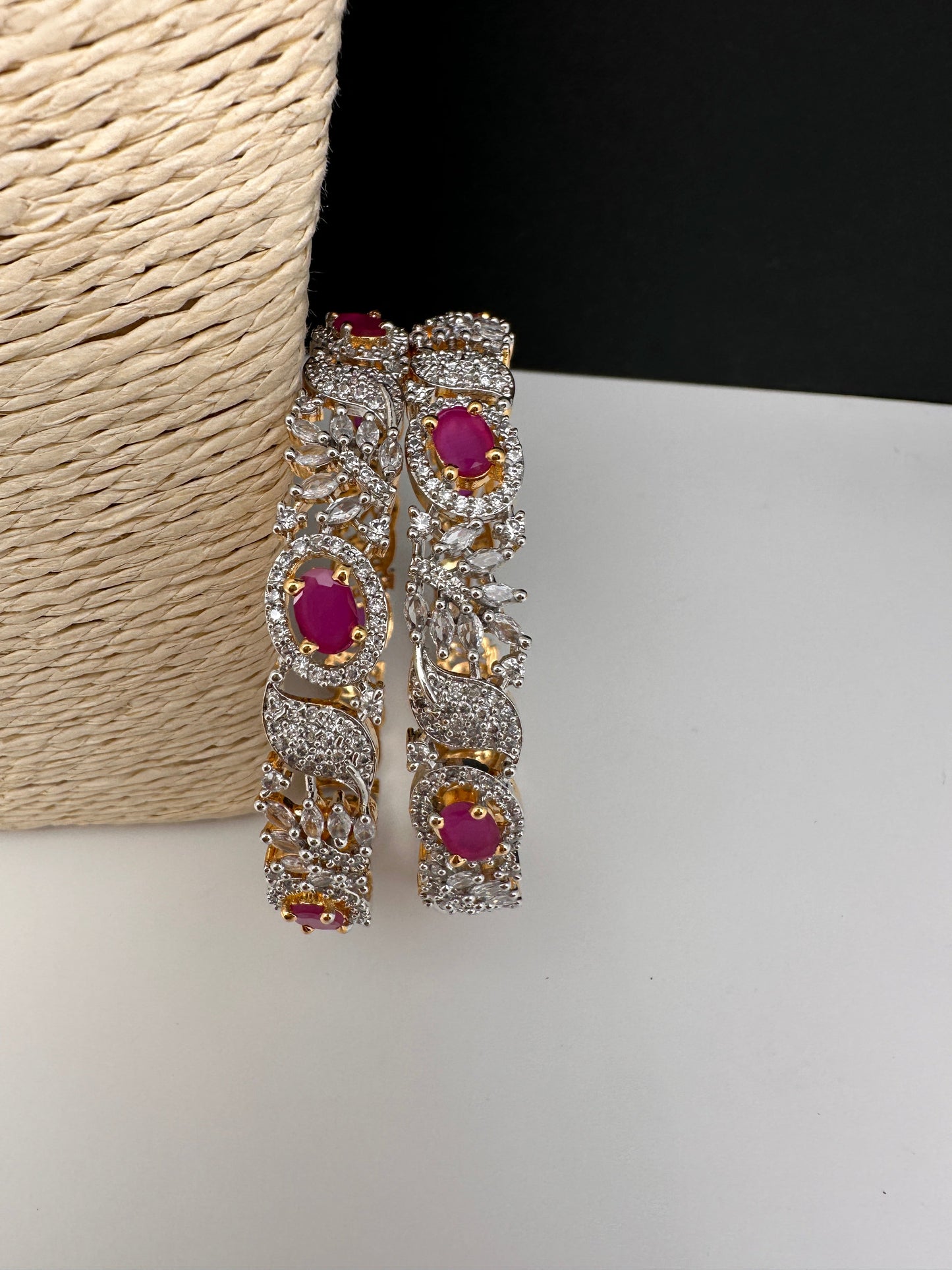 American Diamond Ruby Pink Bangles