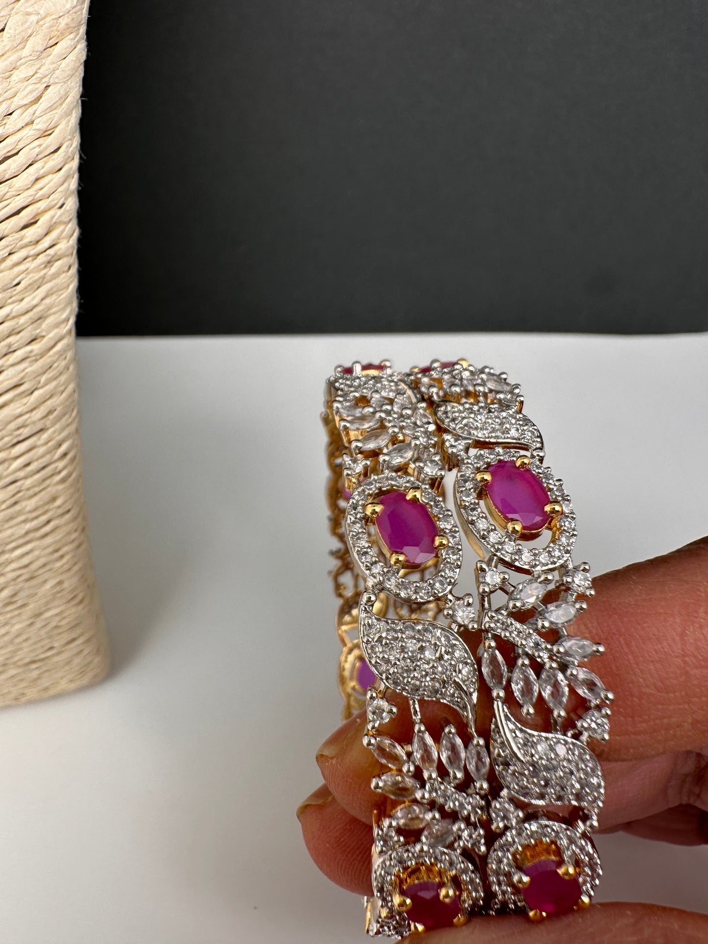 American Diamond Ruby Pink Bangles