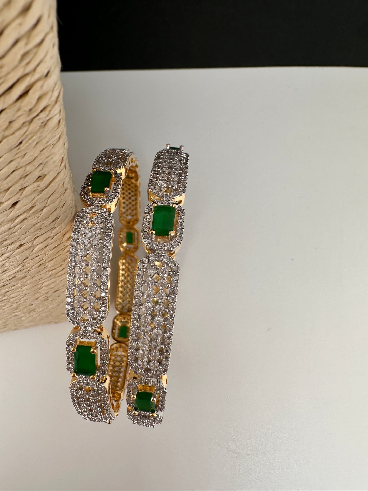 American Diamond Emerald Green Bangles