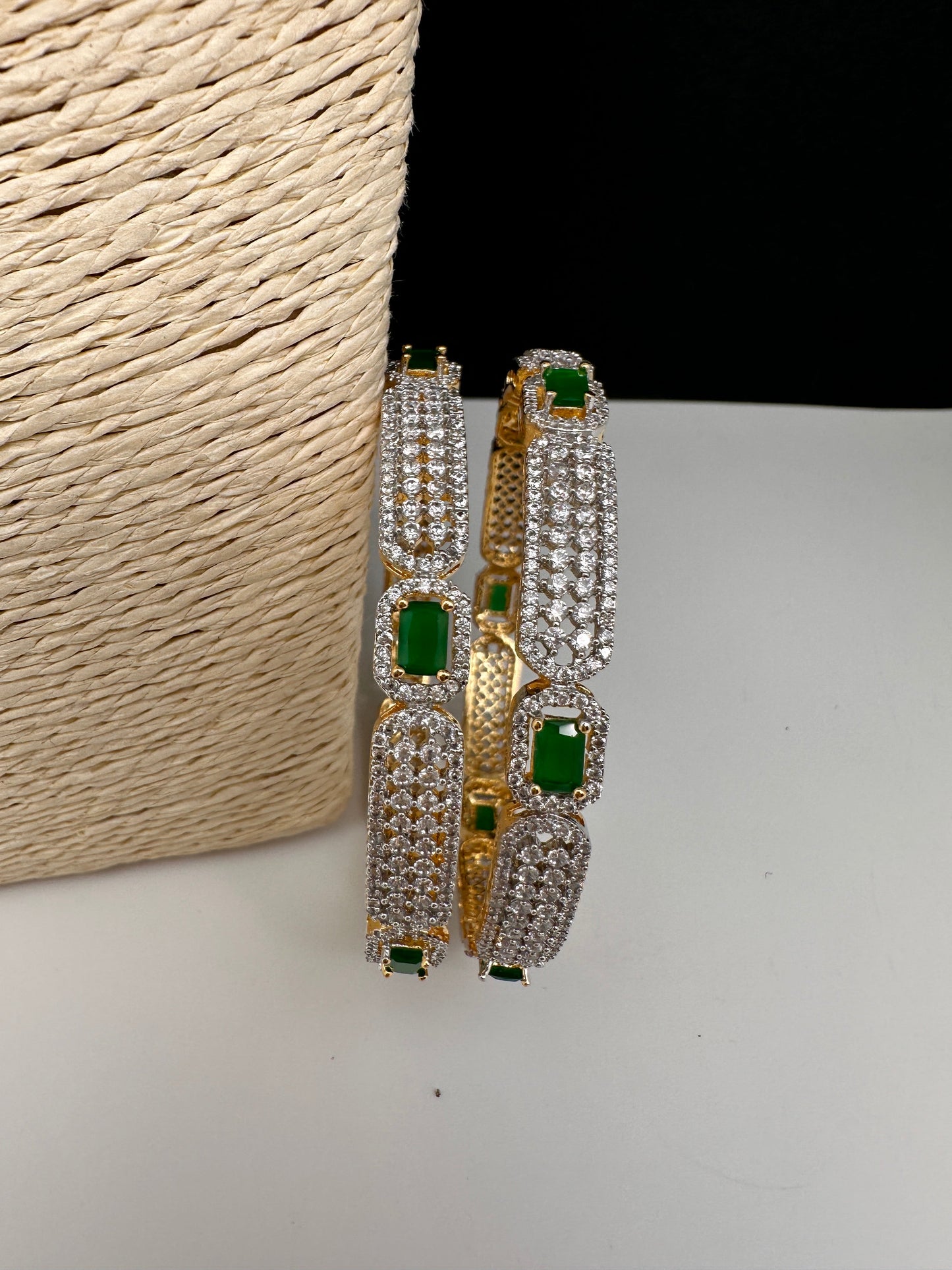 American Diamond Emerald Green Bangles