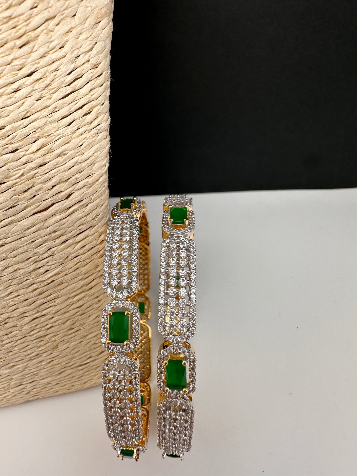 American Diamond Emerald Green Bangles