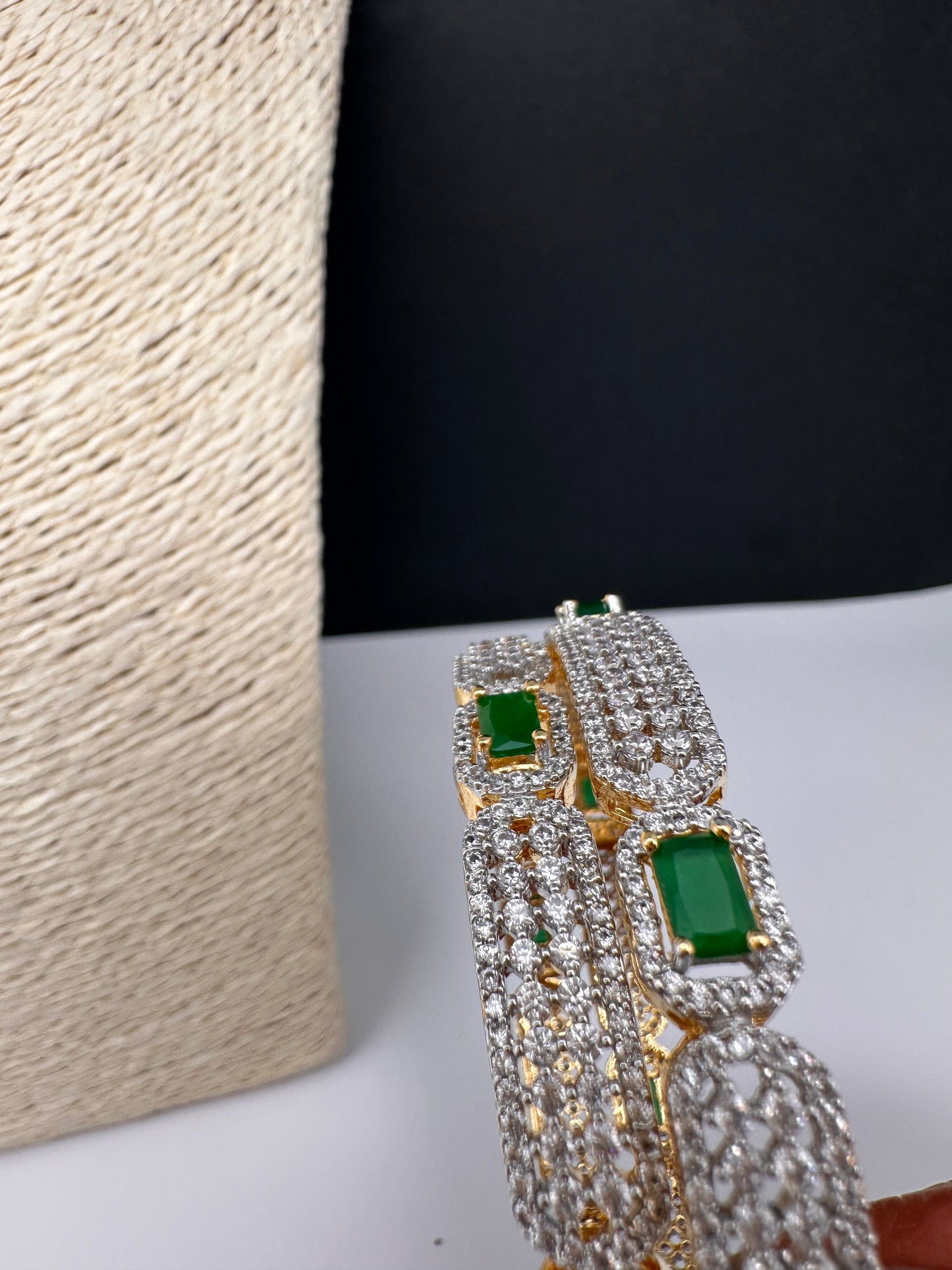 American Diamond Emerald Green Bangles