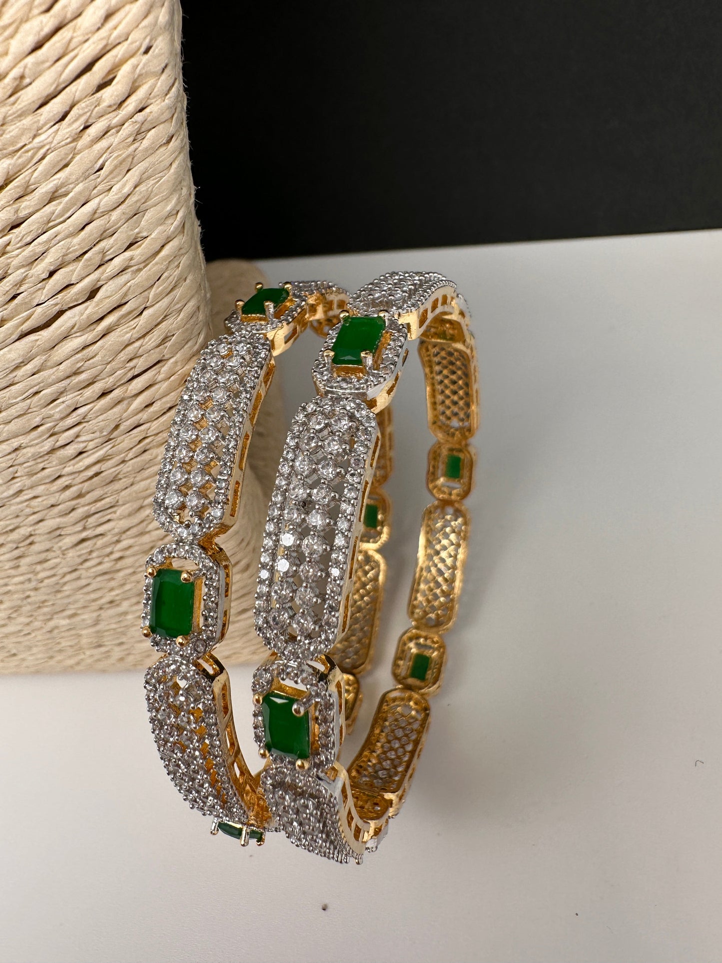 American Diamond Emerald Green Bangles