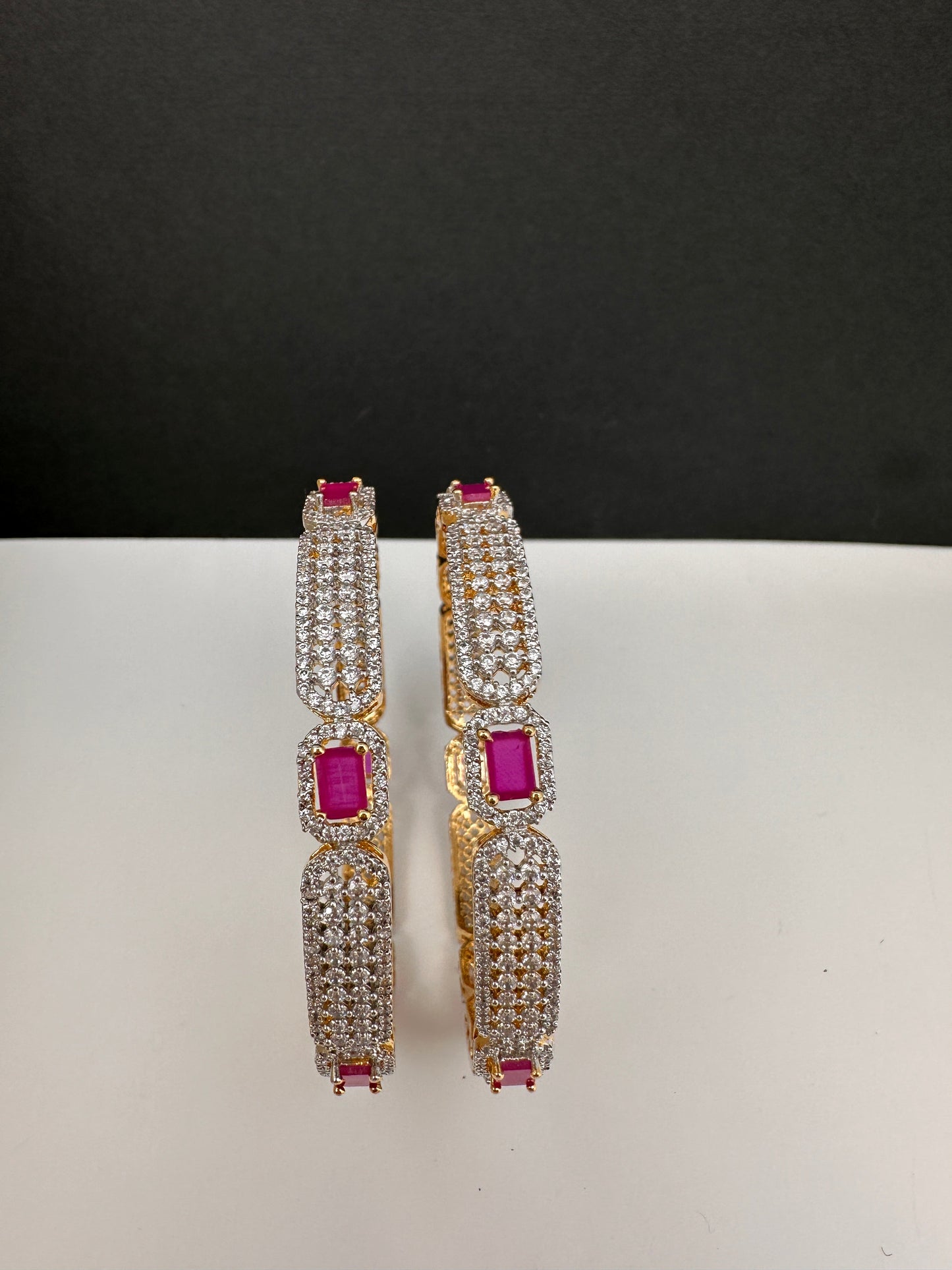 American Diamond Ruby Pink Bangles