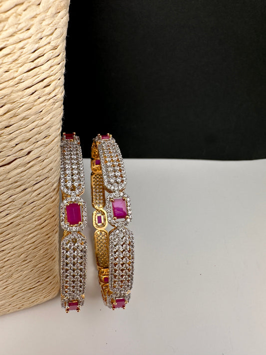 American Diamond Ruby Pink Bangles