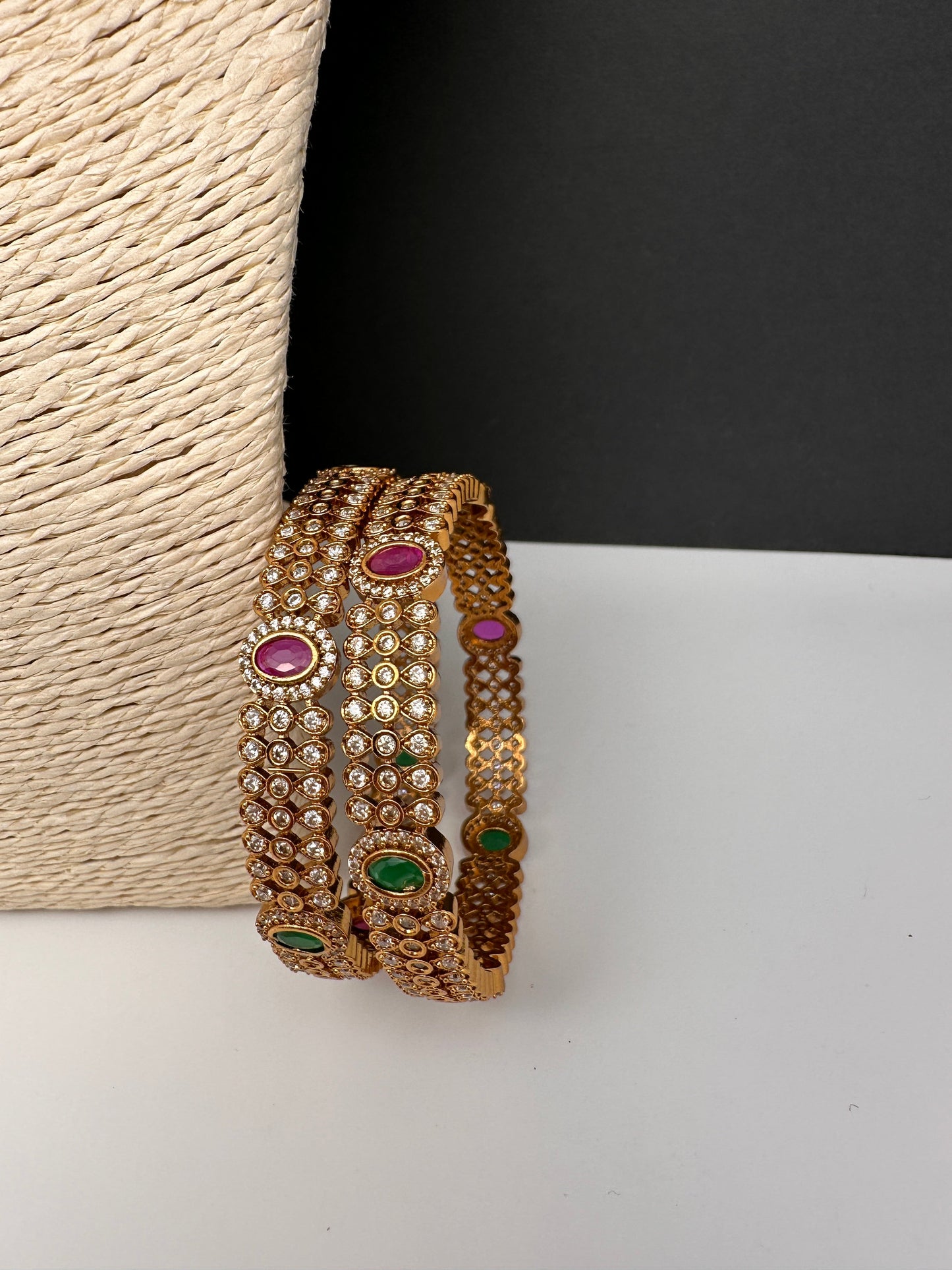 Matte CZ Multi Color  Bangles