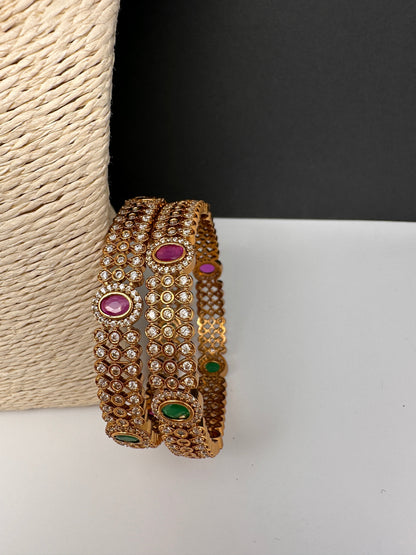 Matte CZ Multi Color  Bangles