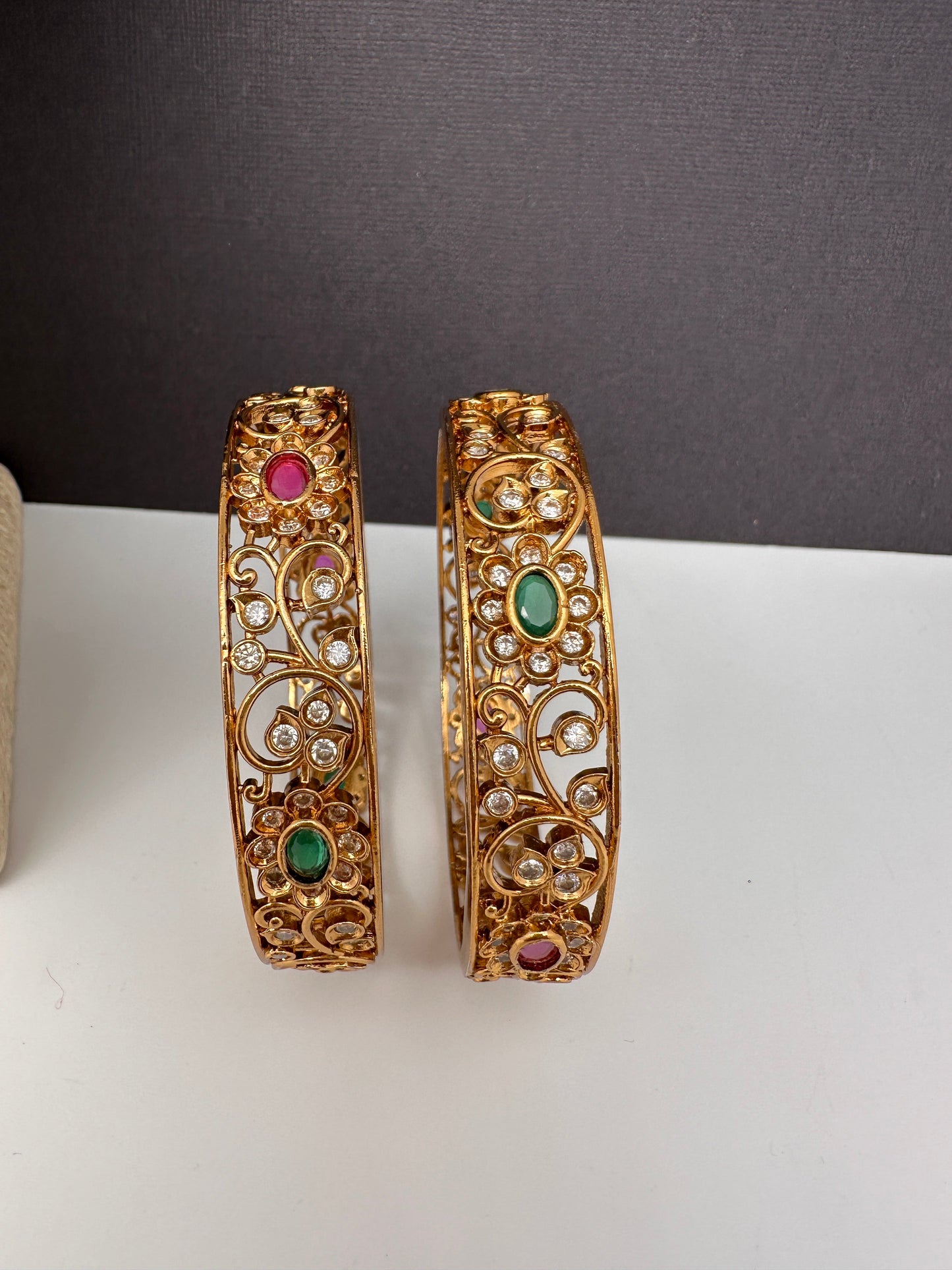 Matte CZ Multi Color Kada Bangles