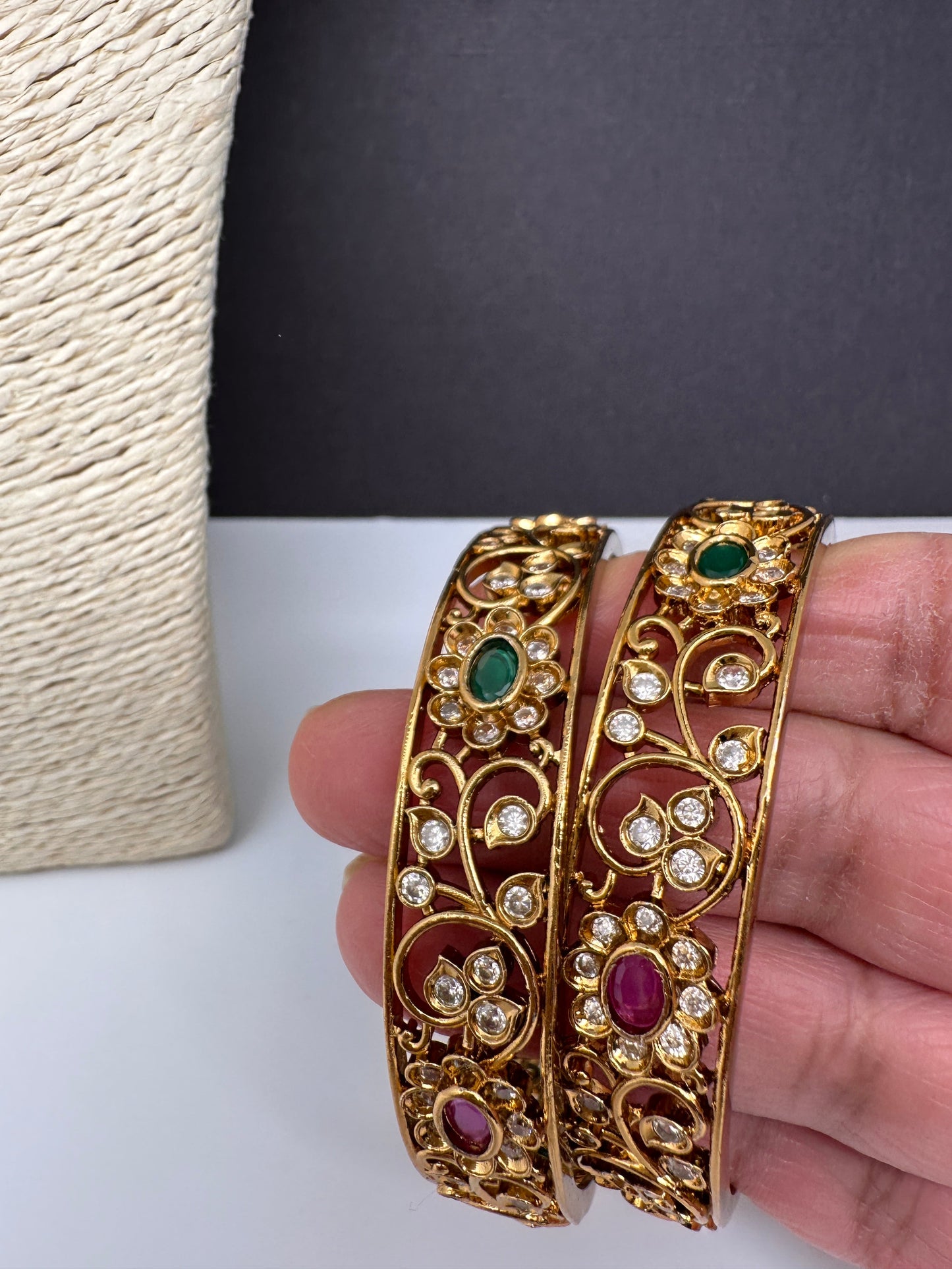 Matte CZ Multi Color Kada Bangles