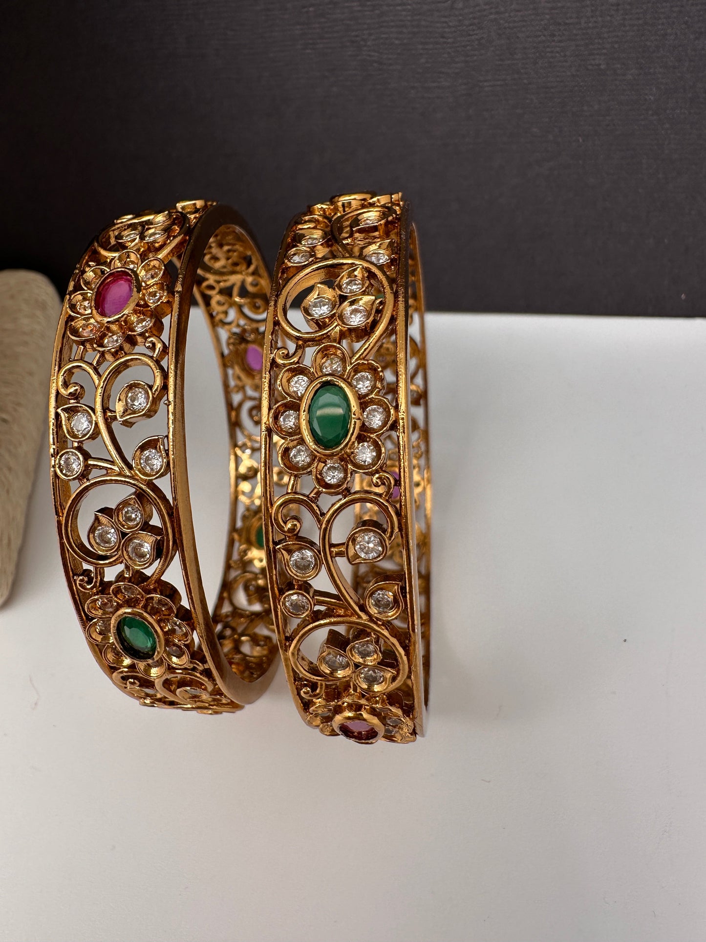 Matte CZ Multi Color Kada Bangles