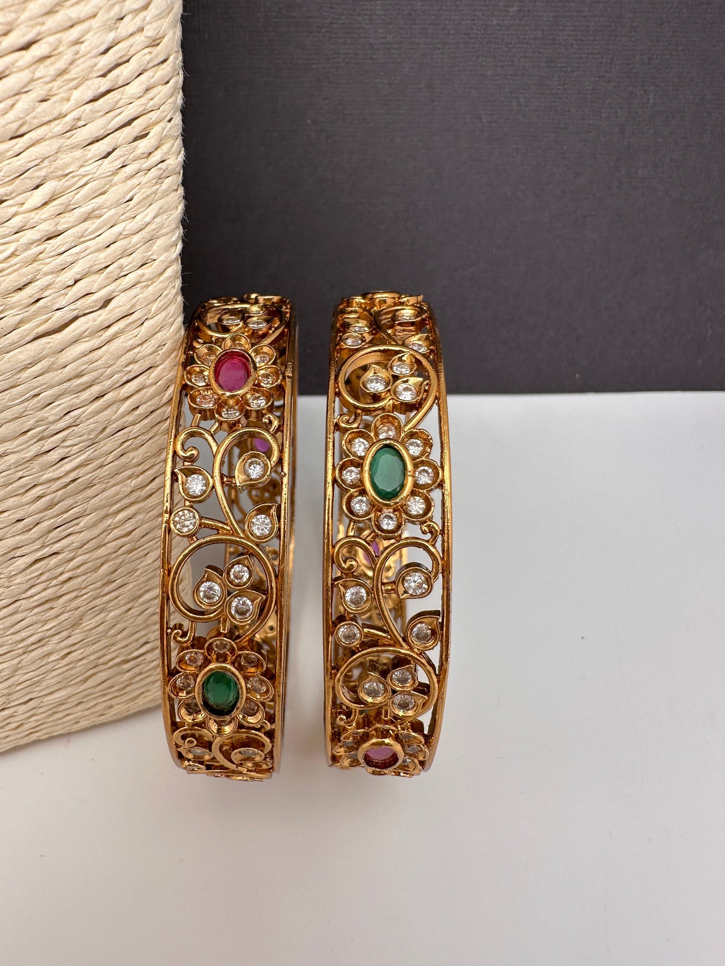 Matte CZ Multi Color Kada Bangles