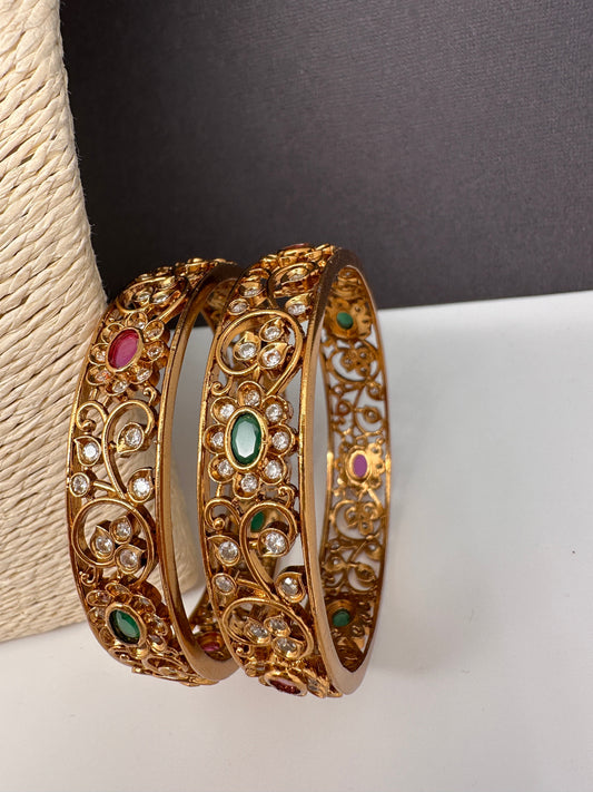 Matte CZ Multi Color Kada Bangles