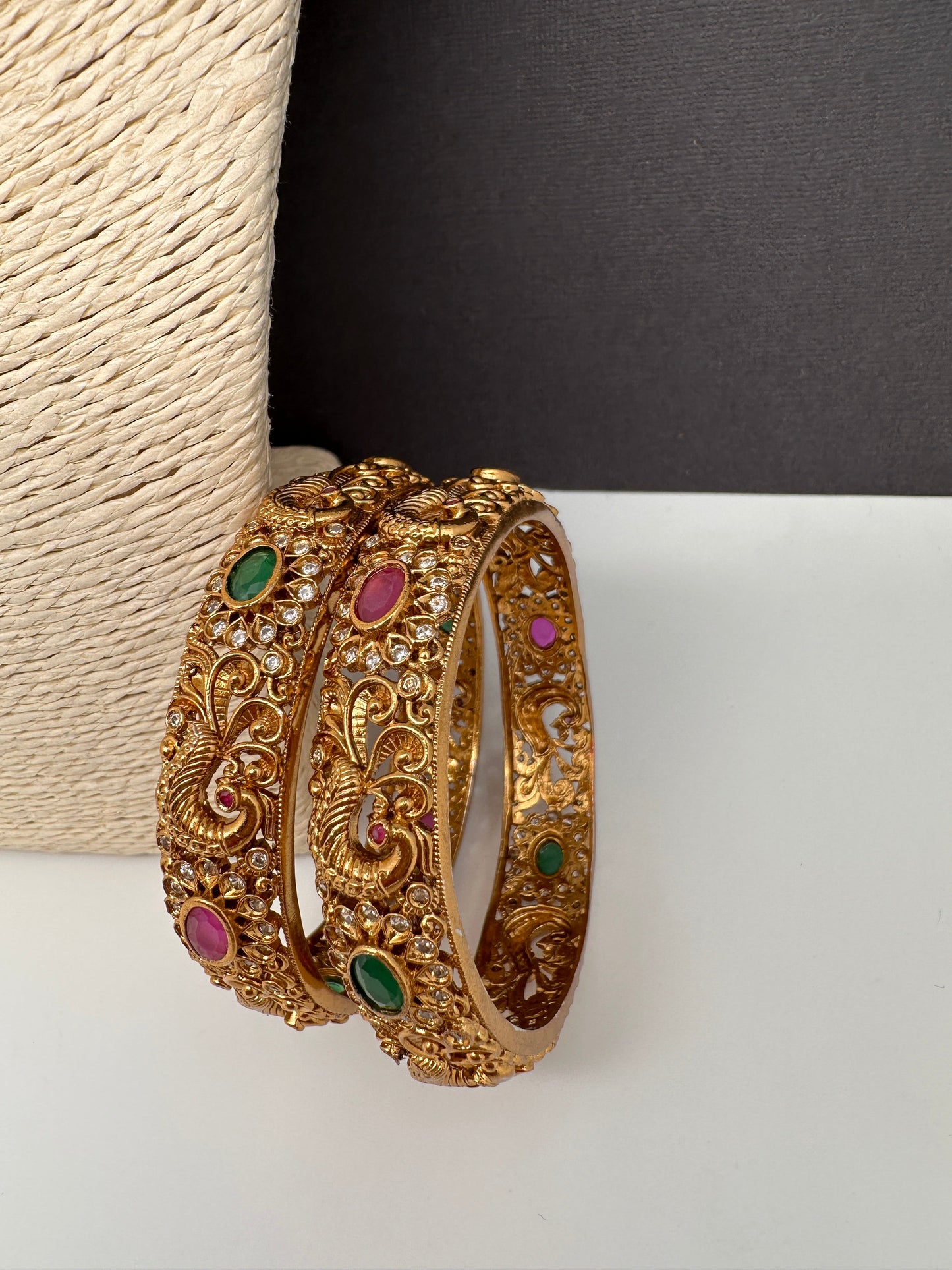 Matte Peacock Multi Color Kada Bangles