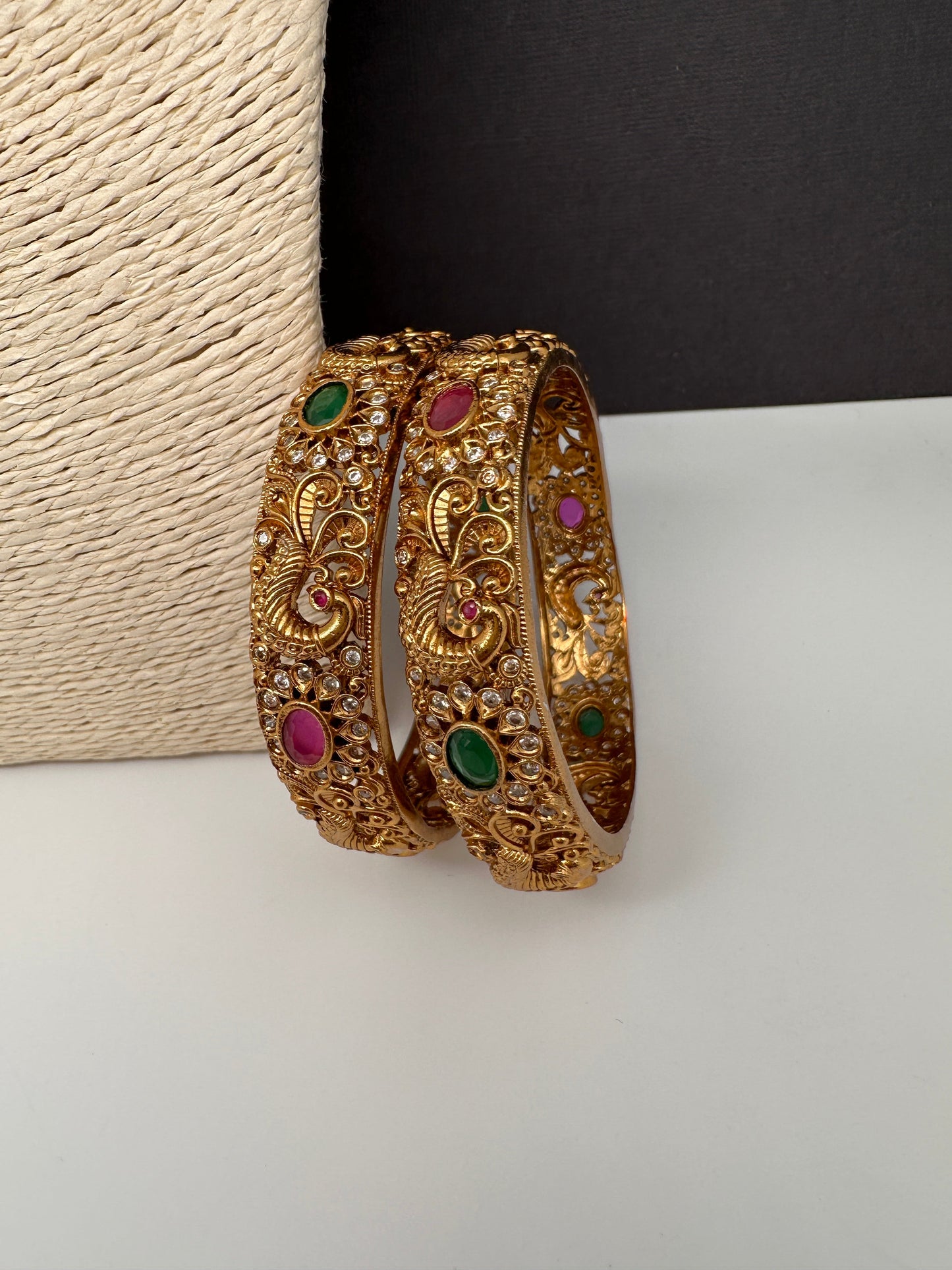 Matte Peacock Multi Color Kada Bangles