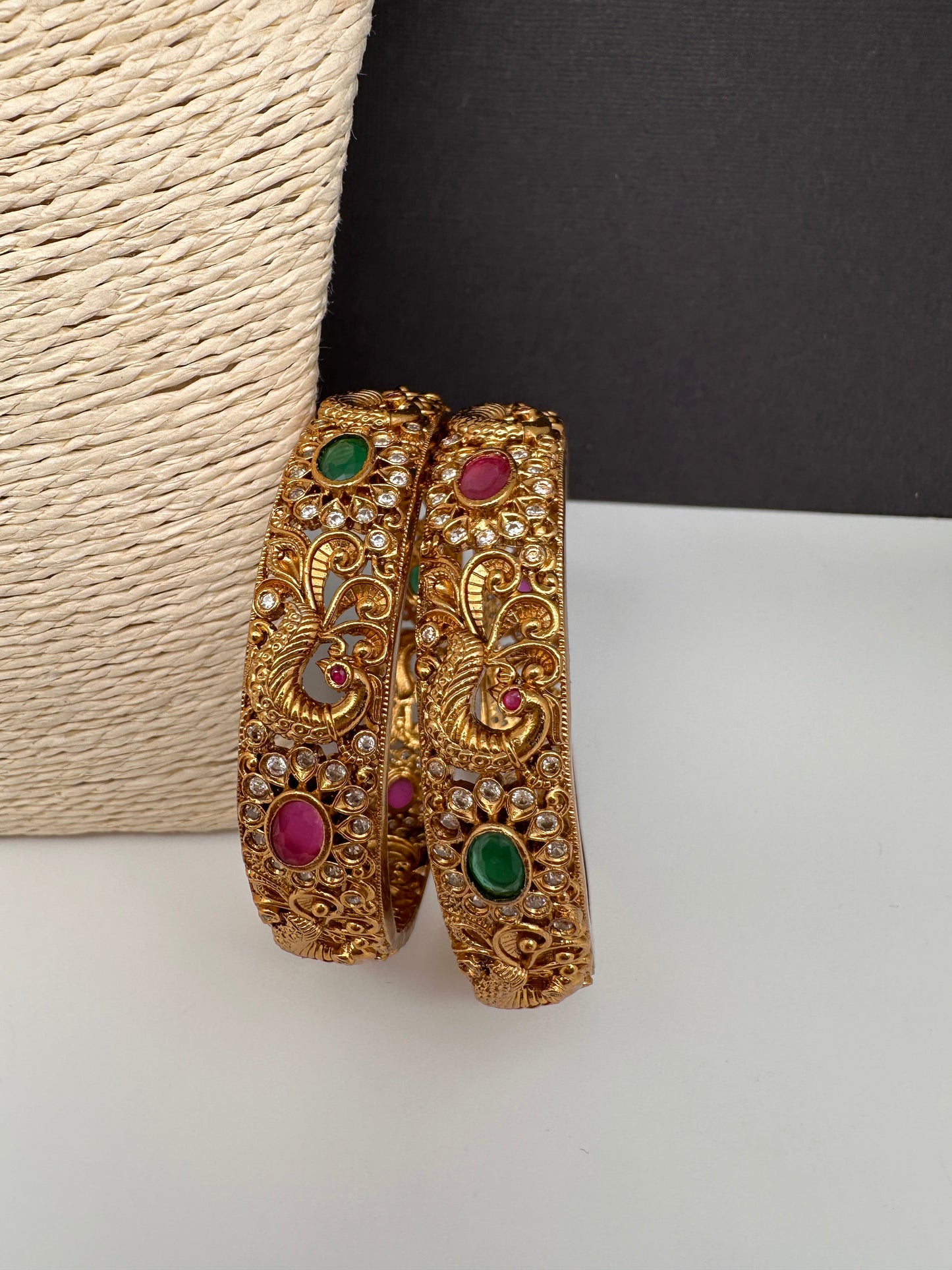 Matte Peacock Multi Color Kada Bangles